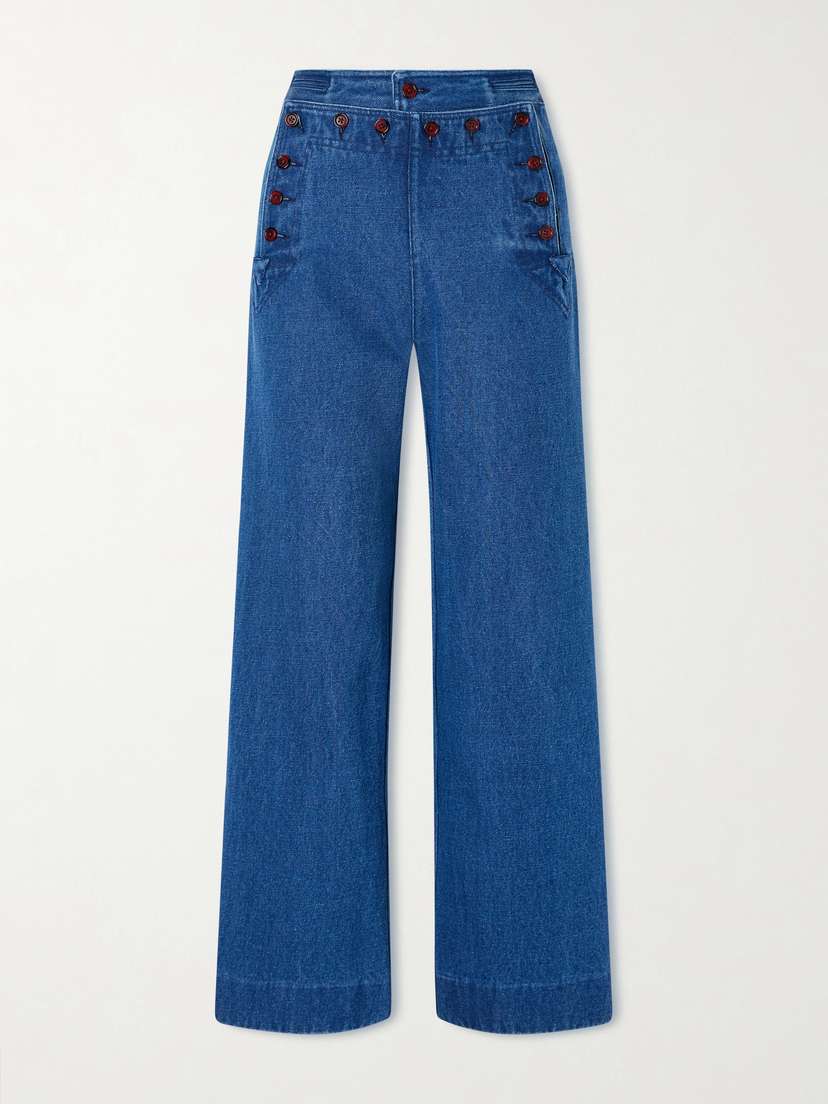 BODE Sailor Cropped High-rise Wide-leg Jeans