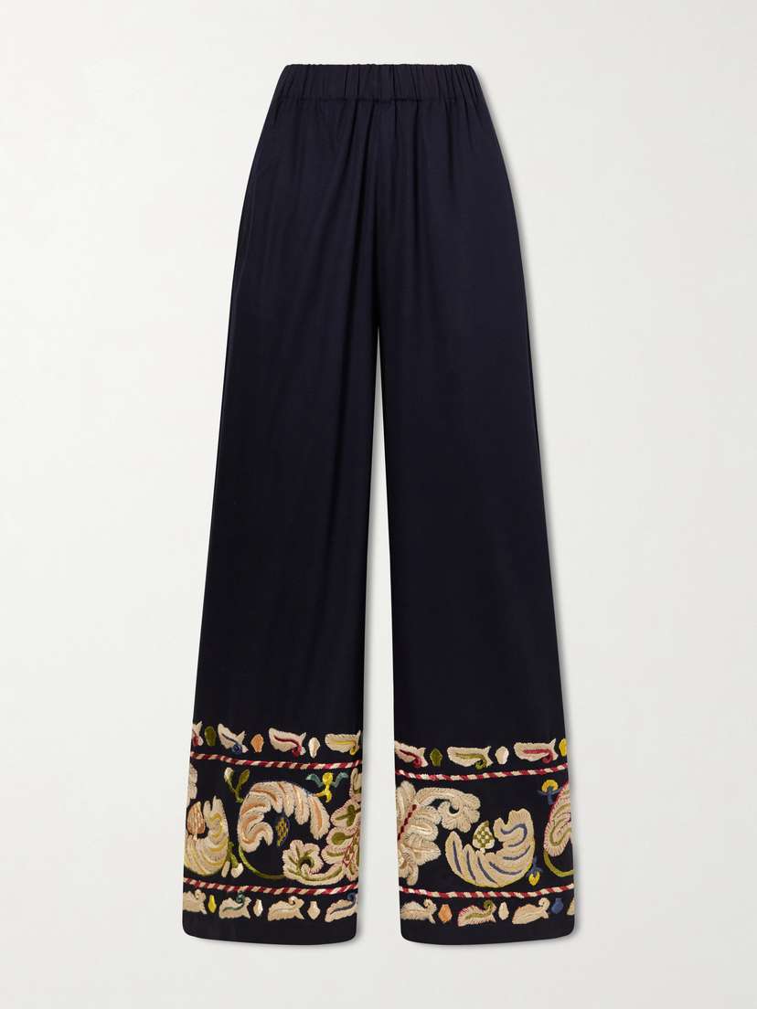 BODE Feather Runner Embroidered Cotton-blend Flared Pants | Thumbnail 7 BODE Feather Runner Embroidered Cotton-blend Flared Pants | Thumbnail 7