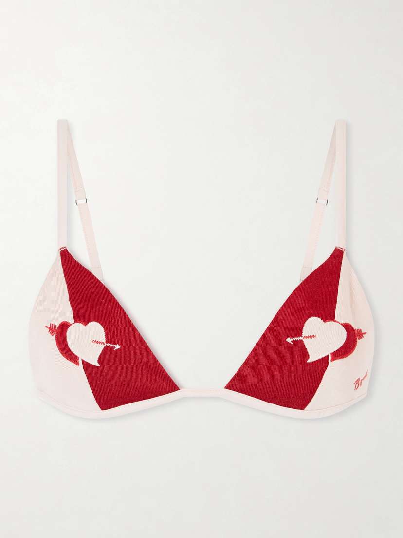 BODE Wonderland Two-tone Jacquard-knit Soft-cup Triangle Bra