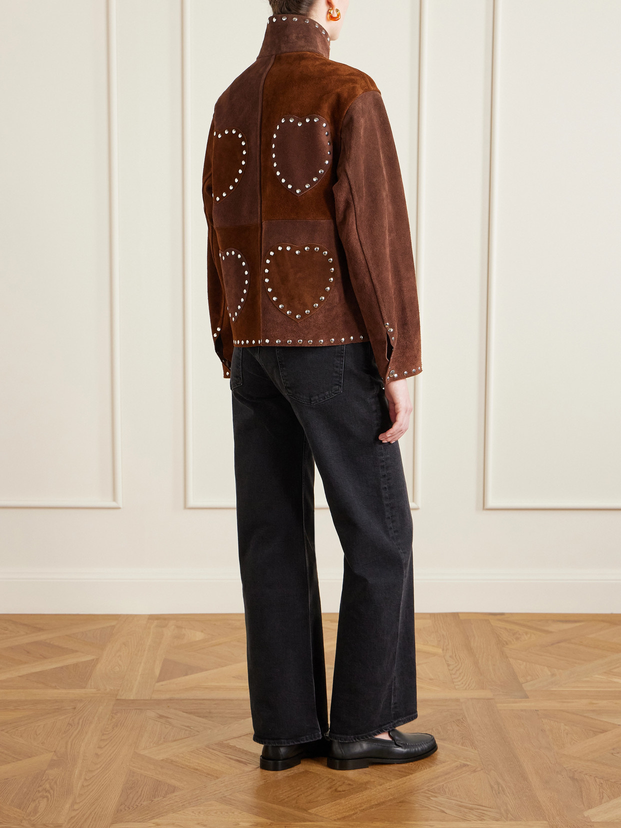 Bode Studded Suede Jacket In Brown