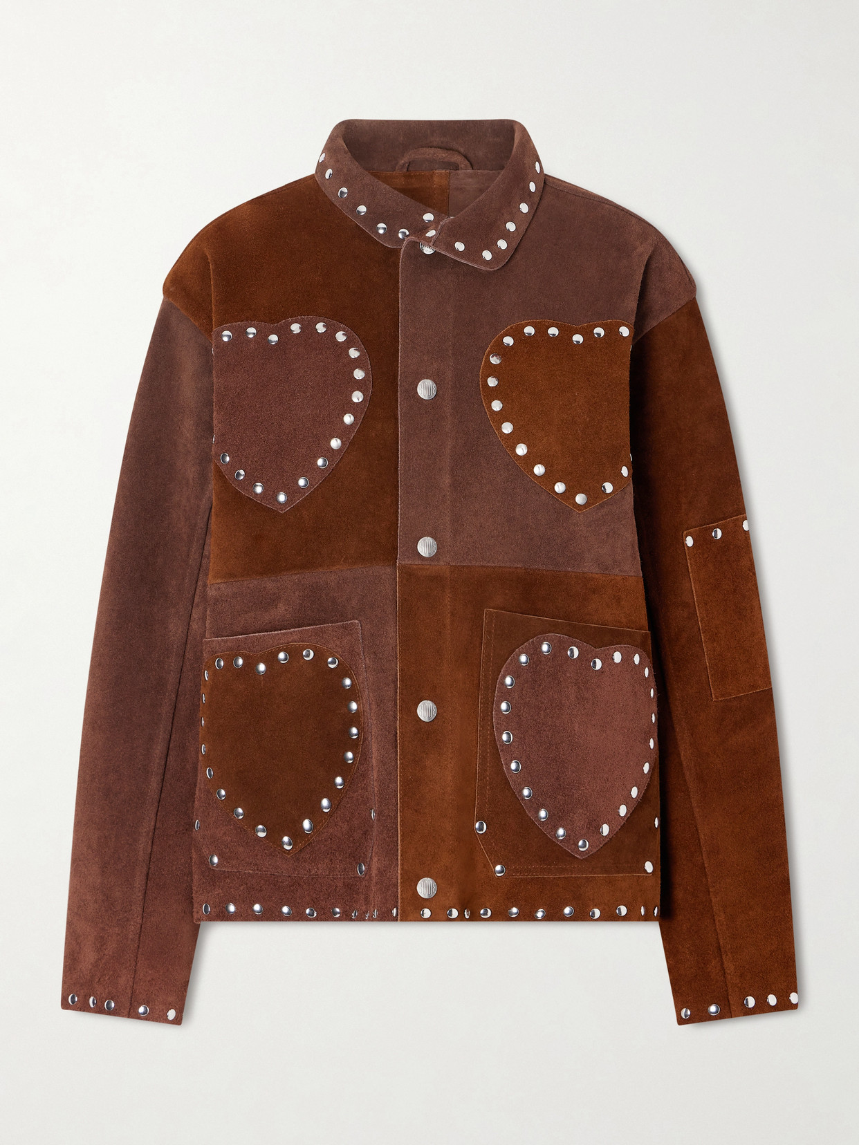 Bode Studded Suede Jacket In Brown