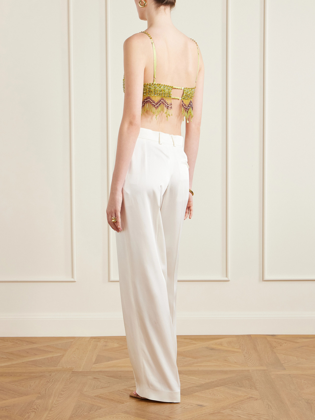 Bottleglass Cropped Fringed Top