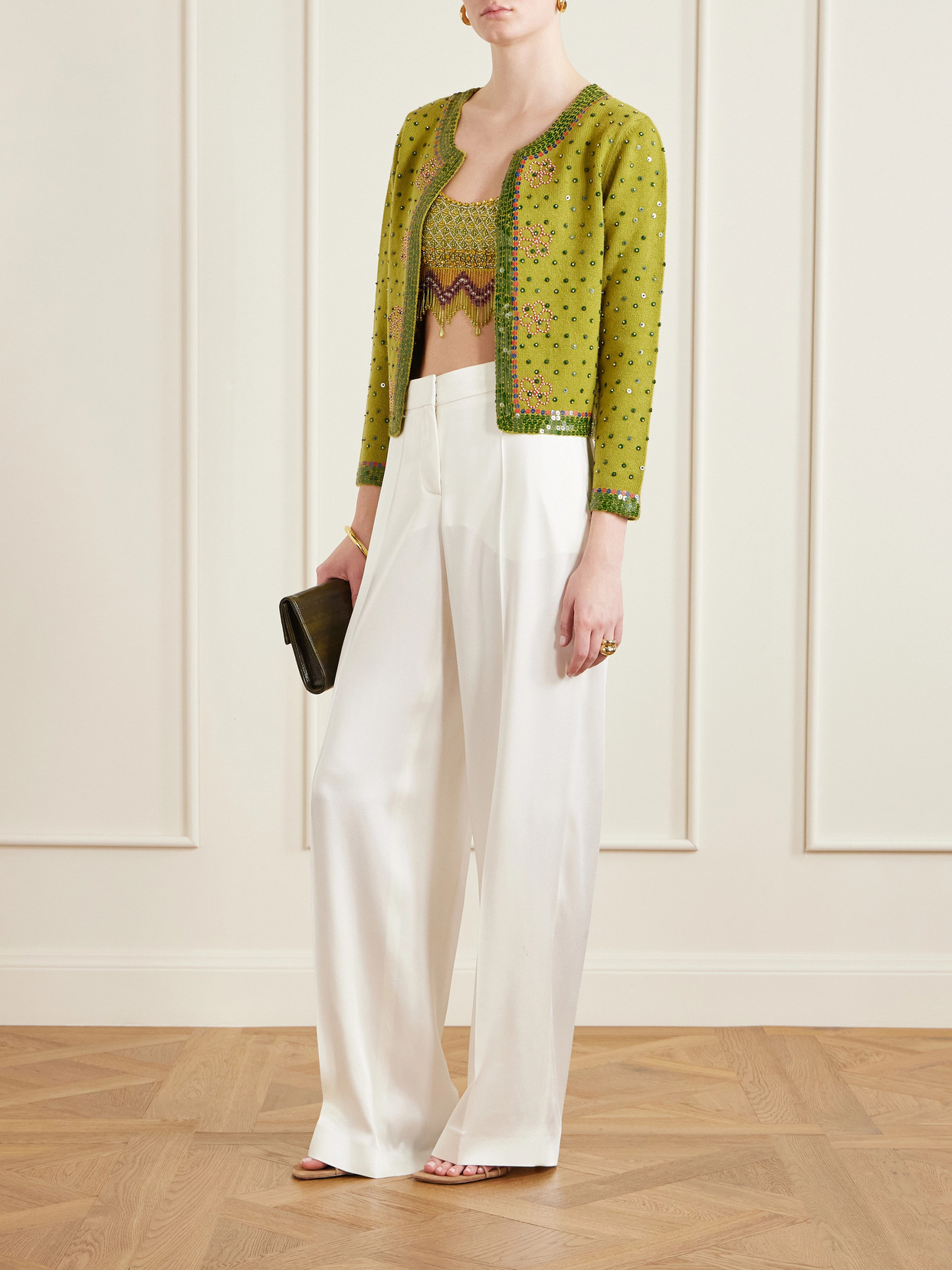 Bottleglass Cropped Fringed Top