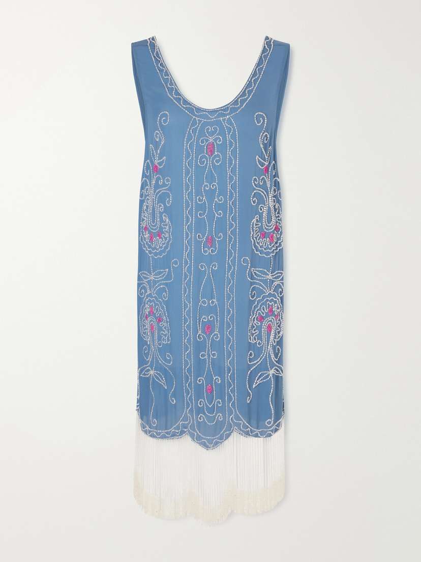 BODE Sea Flower Beaded Silk Dress