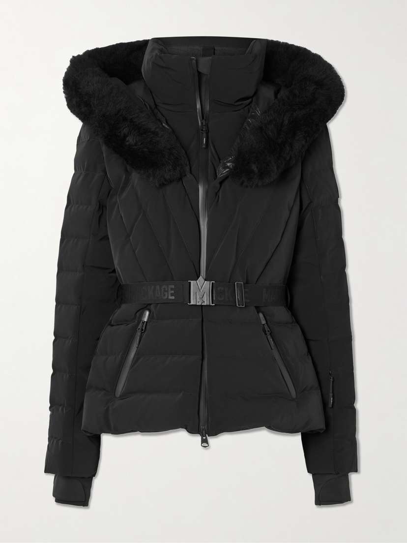 Mackage Elita Plush-trimmed Hooded Belted Quilted Down Ski Jacket