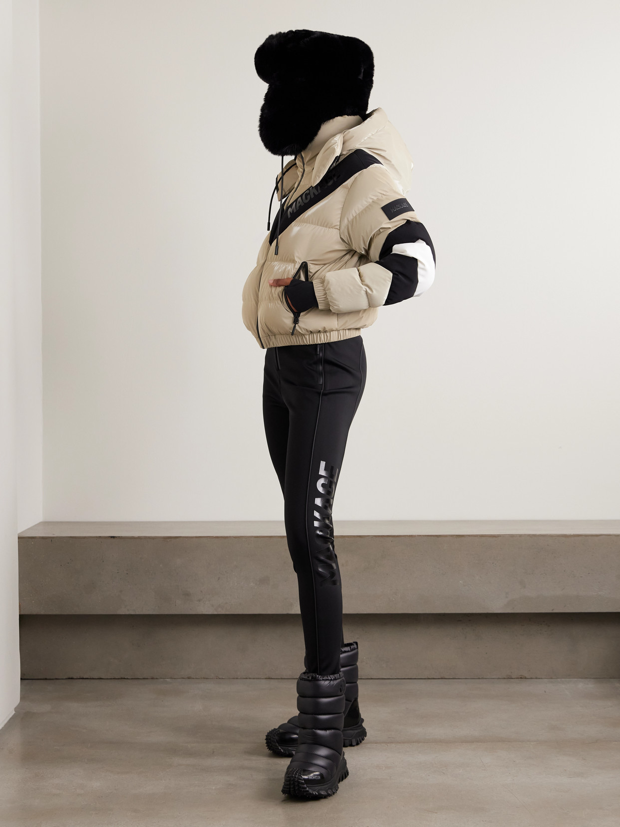 Mackage Kairi Hooded Cropped Quilted Down Ski Jacket In Multi