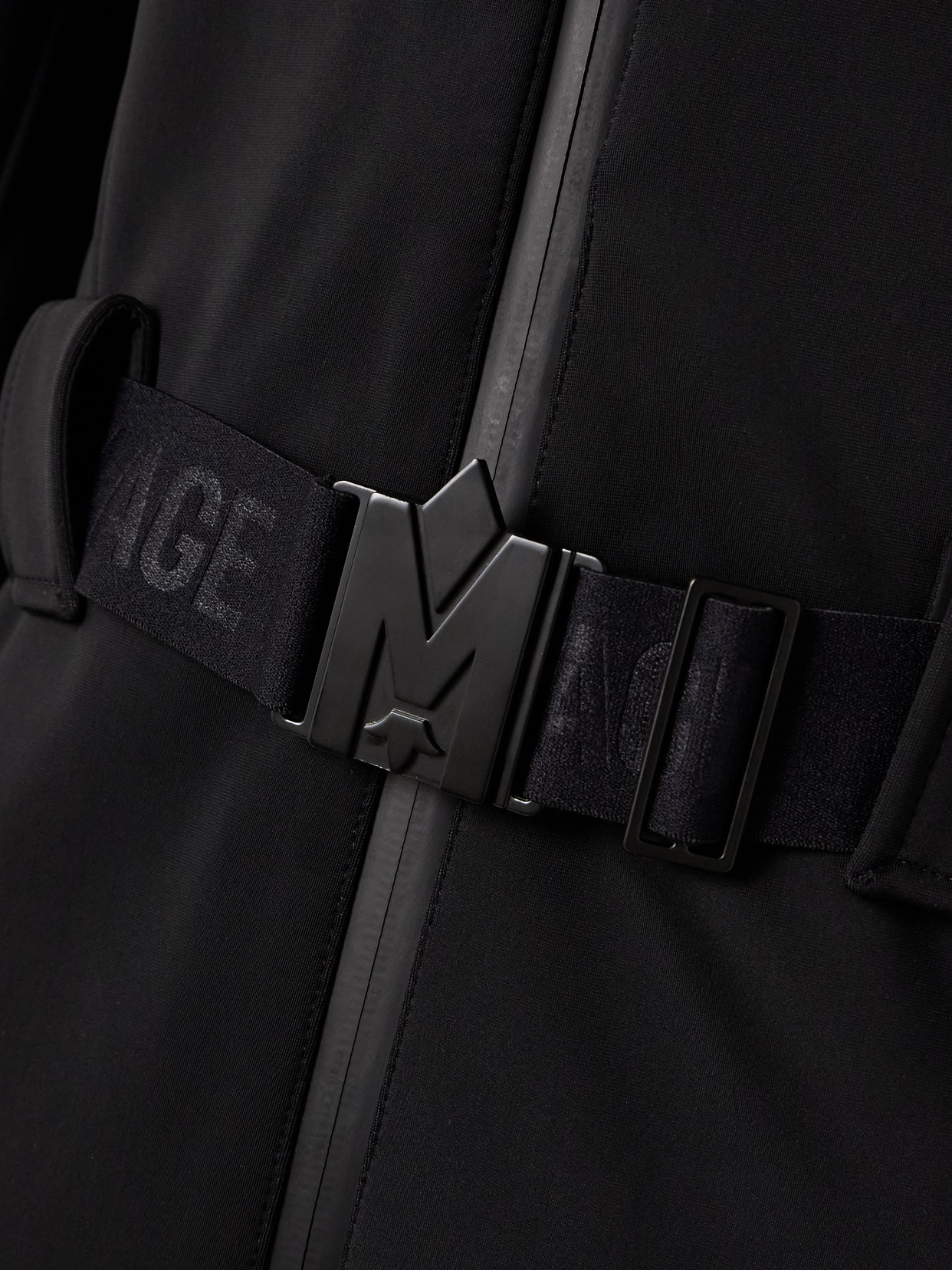 Mackage Elle Hooded Belted Shearling-trimmed Padded Ski Suit In Black