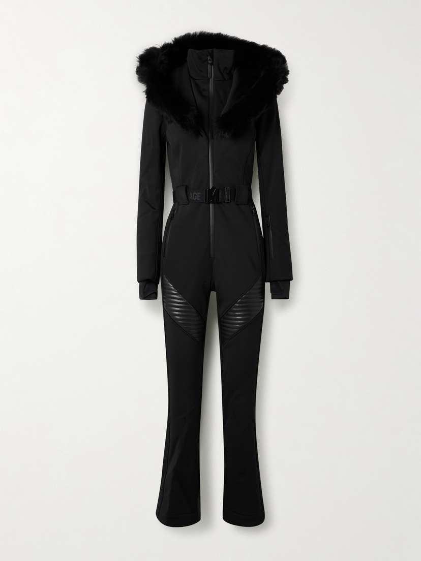 Mackage Elle Hooded Belted Shearling-trimmed Padded Ski Suit