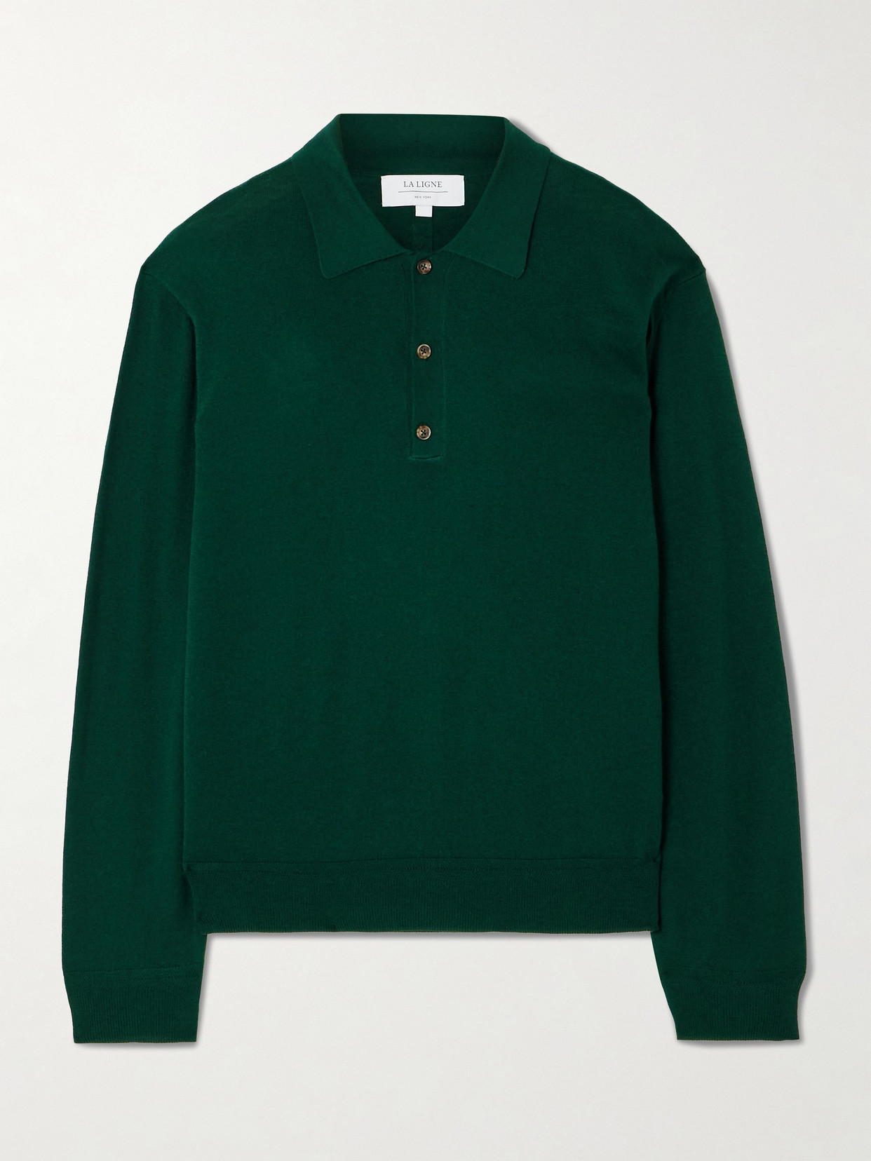 La Ligne Ben Oversized Silk, Wool And Cashmere-blend Polo Sweater In Green