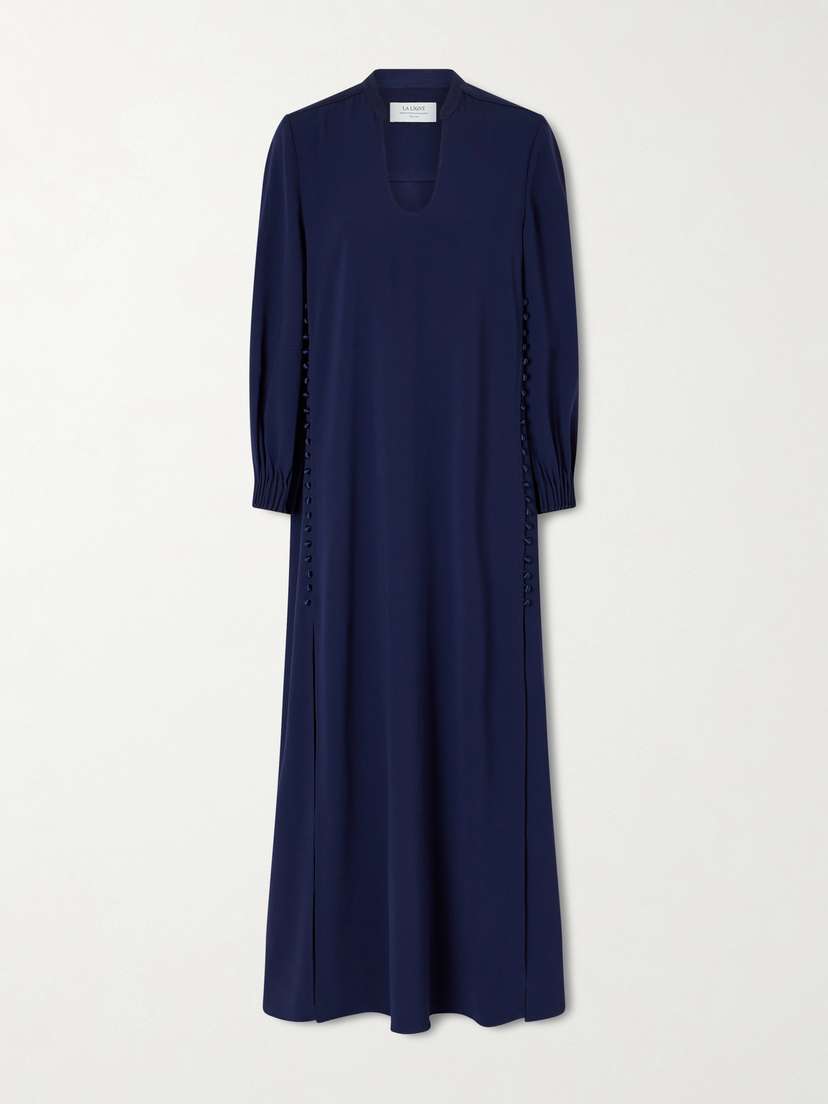 La Ligne Francine Button-detailed Crepe Maxi Dress