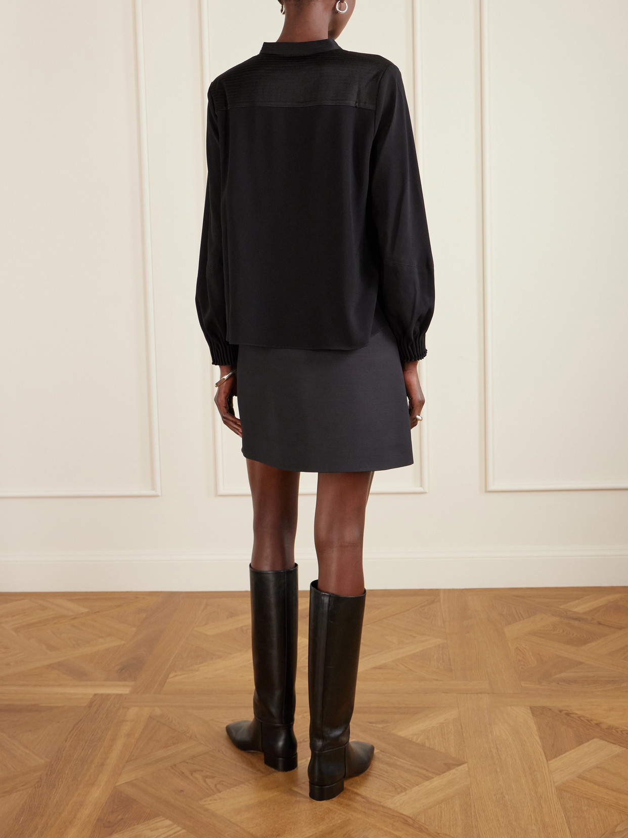 Francine Button-Detailed Crepe Blouse