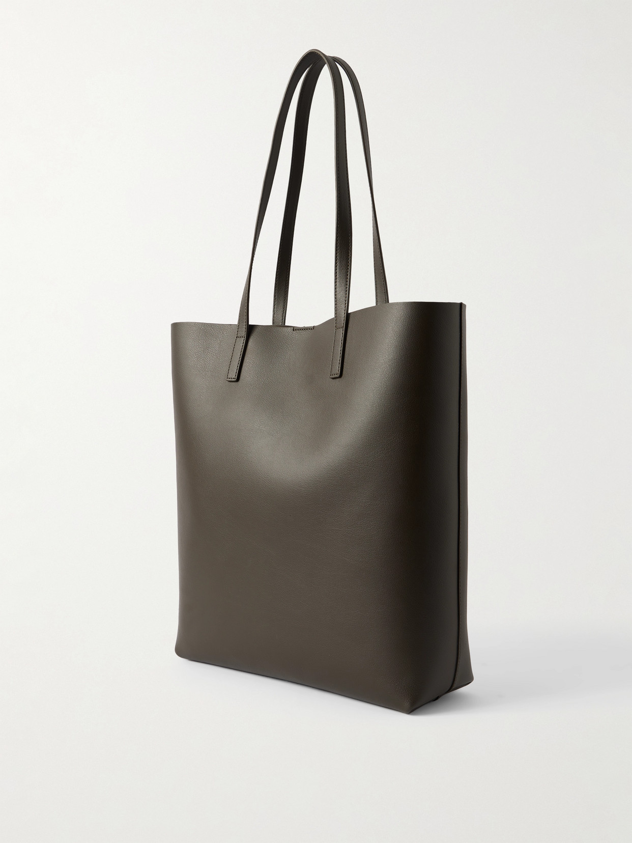 Saint Laurent North/south Large Leather Tote In Green