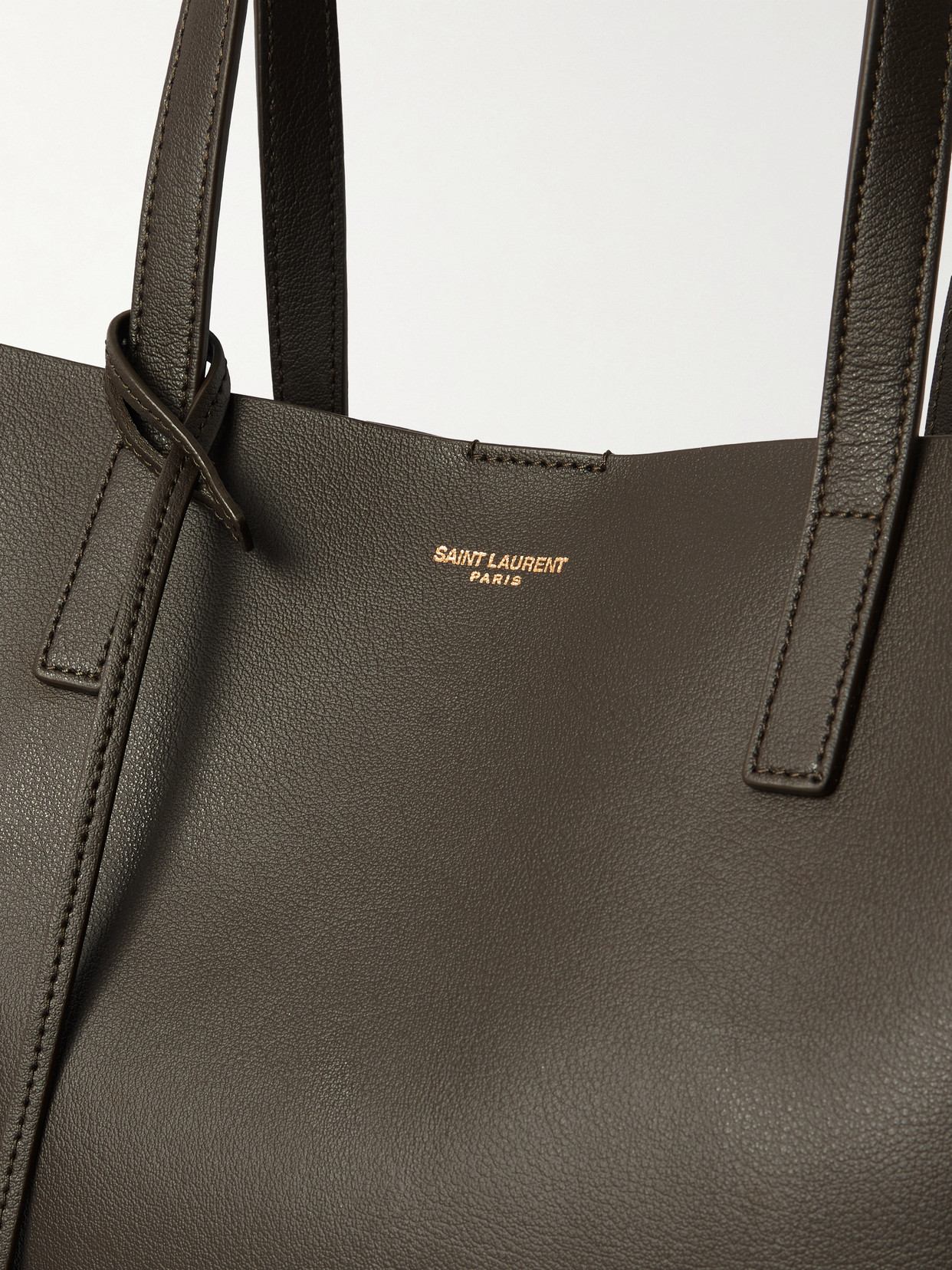 Saint Laurent North/south Large Leather Tote In Green