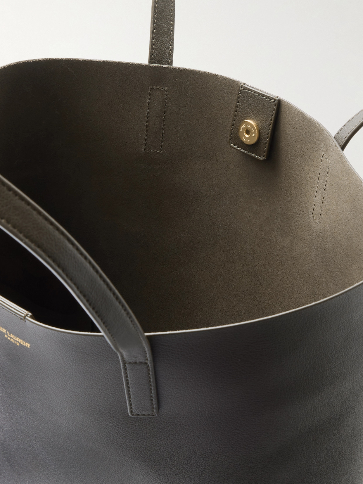 Saint Laurent North/south Large Leather Tote In Green