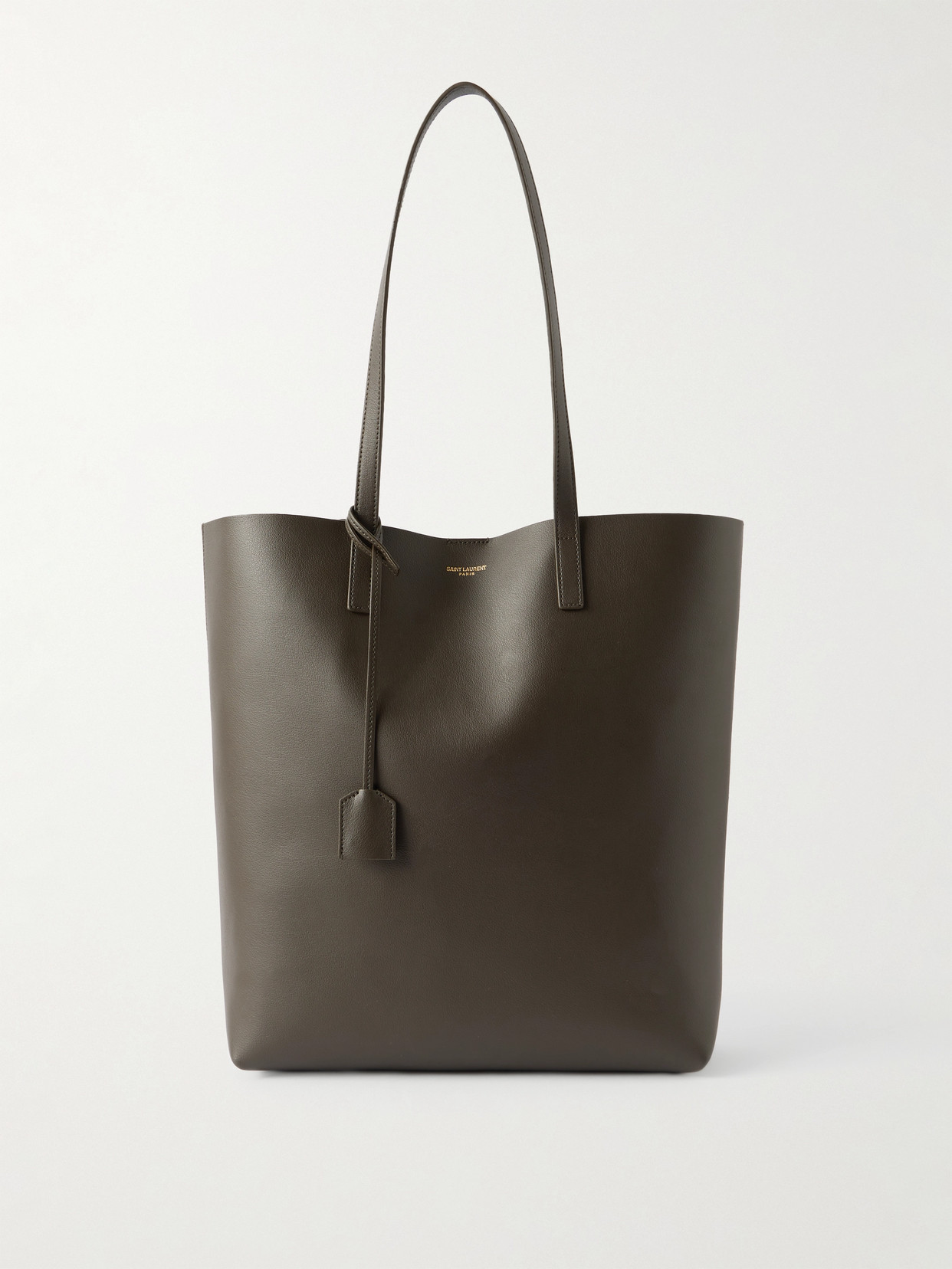 Saint Laurent North/south Large Leather Tote In Green