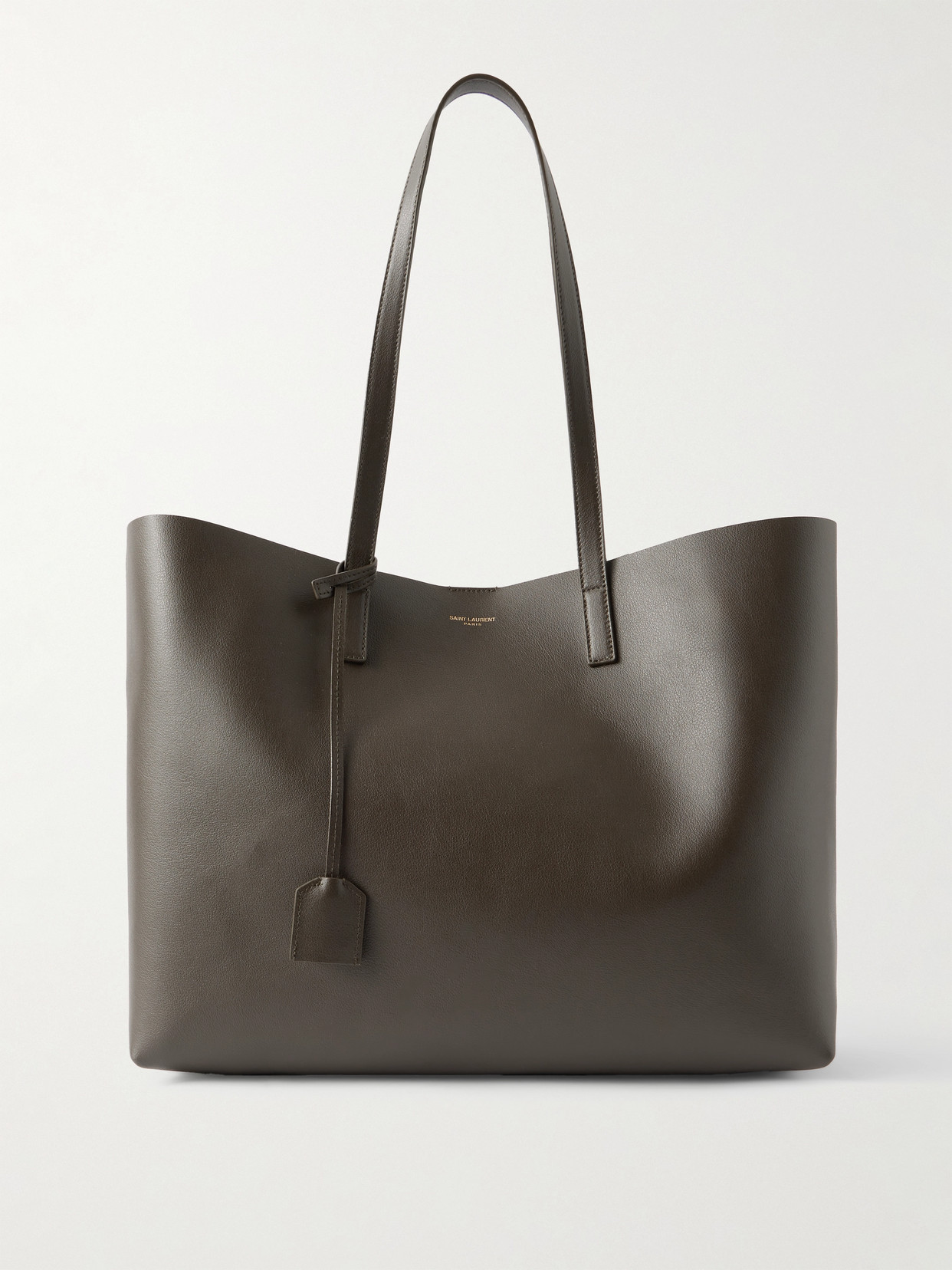 Saint Laurent East/west Large Leather Tote In Green