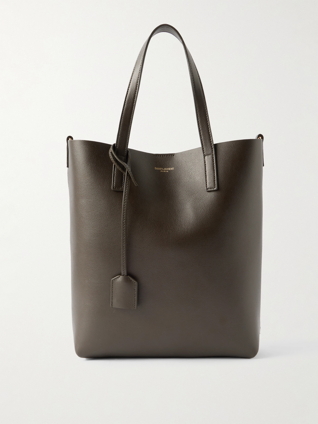 Saint Laurent Toy North/south Leather Tote In Green