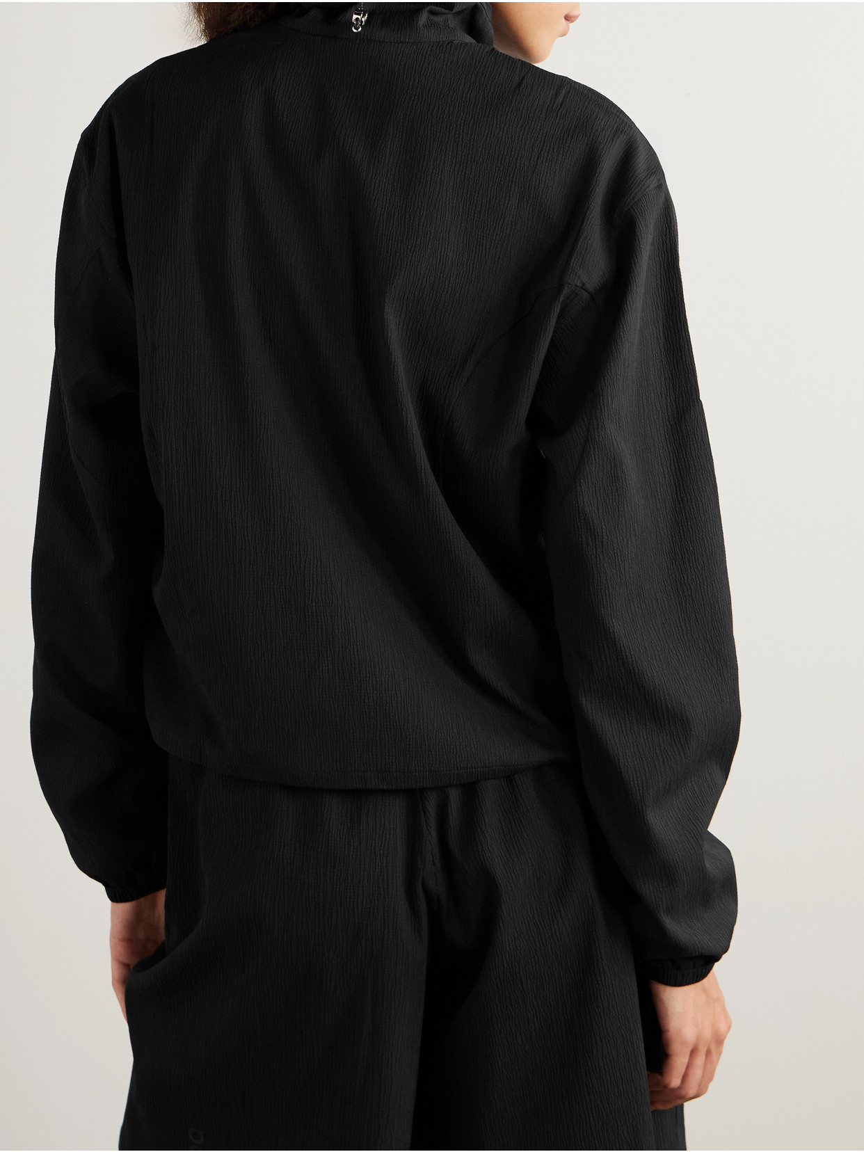 On + Zendaya Gloria Crinkled-shell Jacket In Black