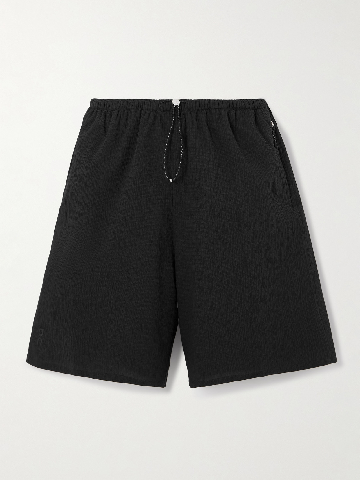 On + Zendaya Gloria Crinkled Stretch-jersey Shorts In Black