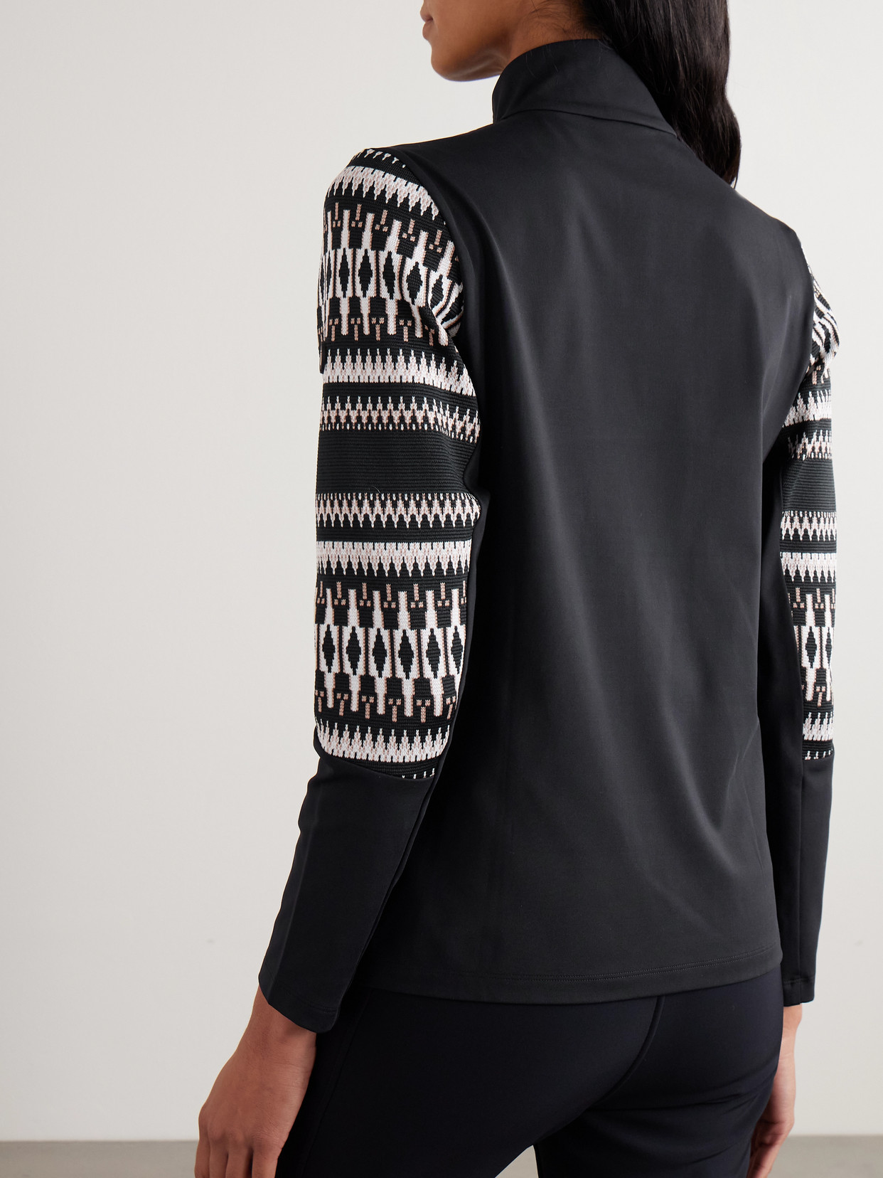 Bogner Jelissa Fair Isle Jacquard-trimmed Stretch-jersey Base Layer In Black