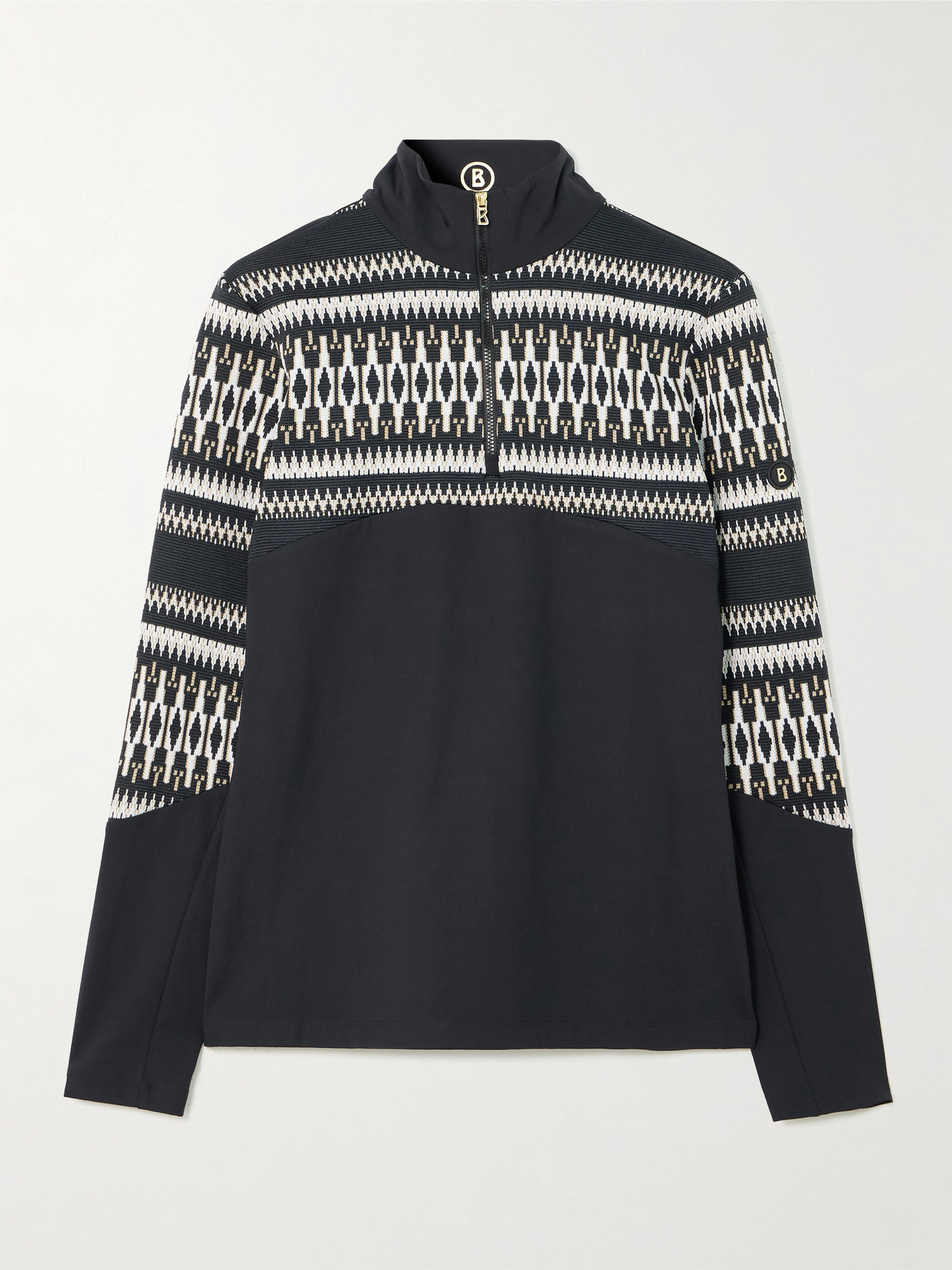 Bogner Jelissa Fair Isle Jacquard-trimmed Stretch-jersey Base Layer In Black