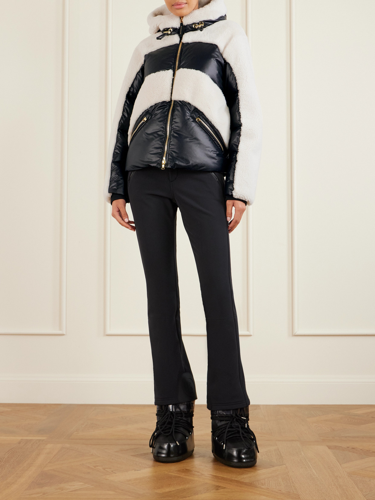 Bogner Dana Hooded Shearling-paneled Down Ski Jacket In Black