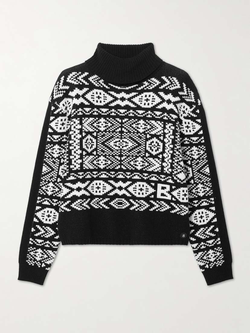 Bogner Nadin Fair Isle Appliquéd Wool-jacquard Turtleneck Sweater
