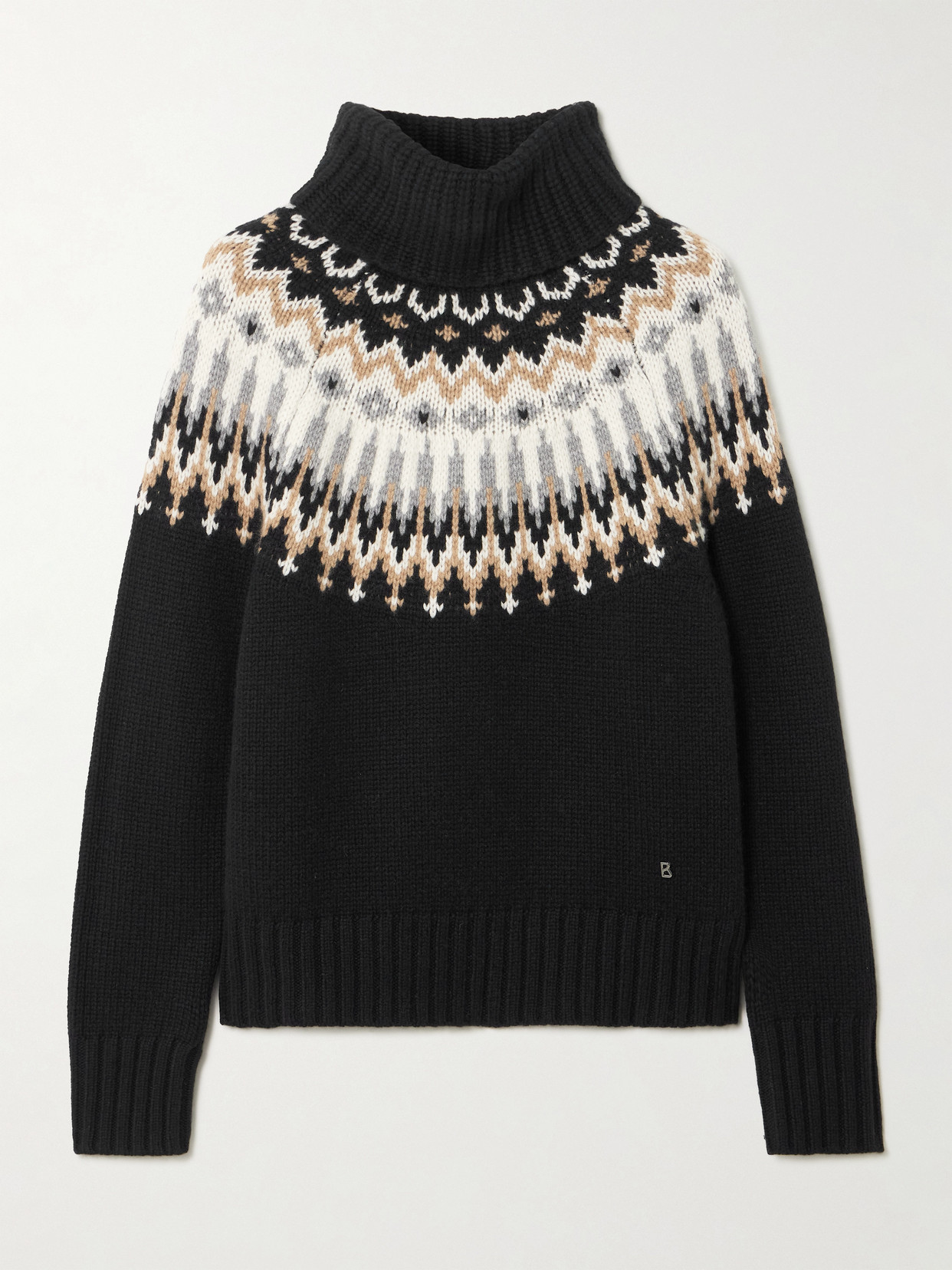 Bogner Ingrid Fair Isle Cashmere Turtleneck Sweater In Black