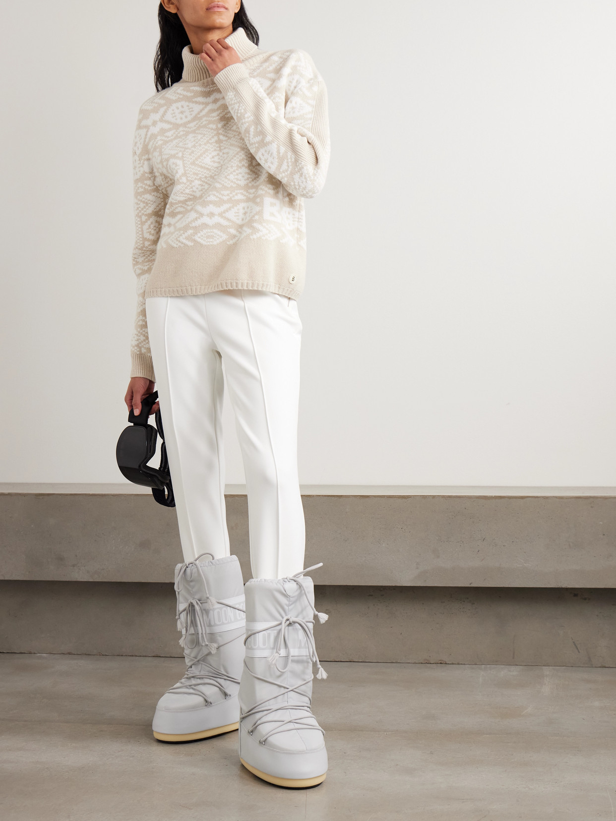 Bogner Elaine Embroidered Stretch Stirrup Ski Pants In White