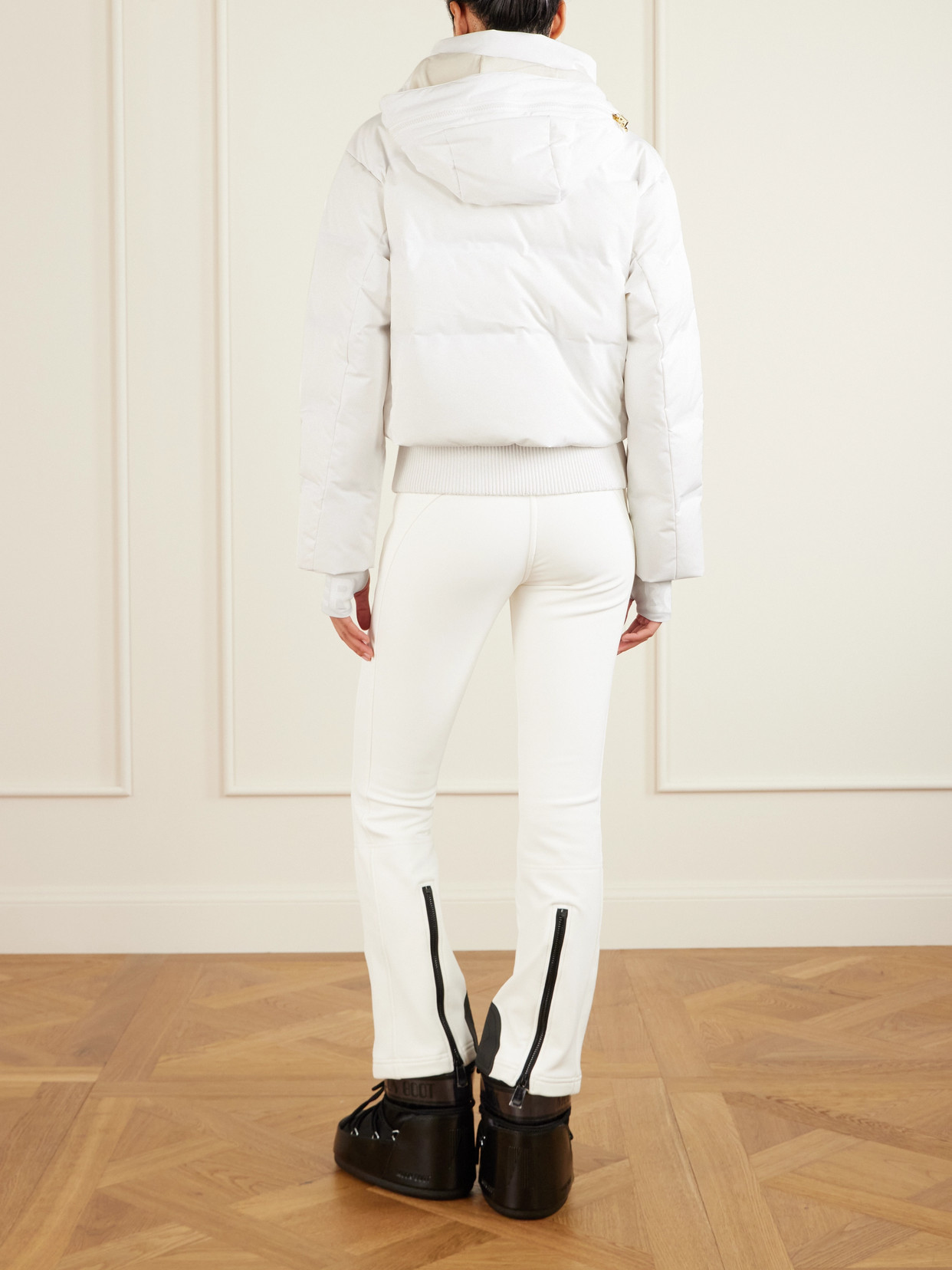 Bogner Suri Convertible Hooded Fleece-trimmed Padded Quilted Down Ski Jacket In White