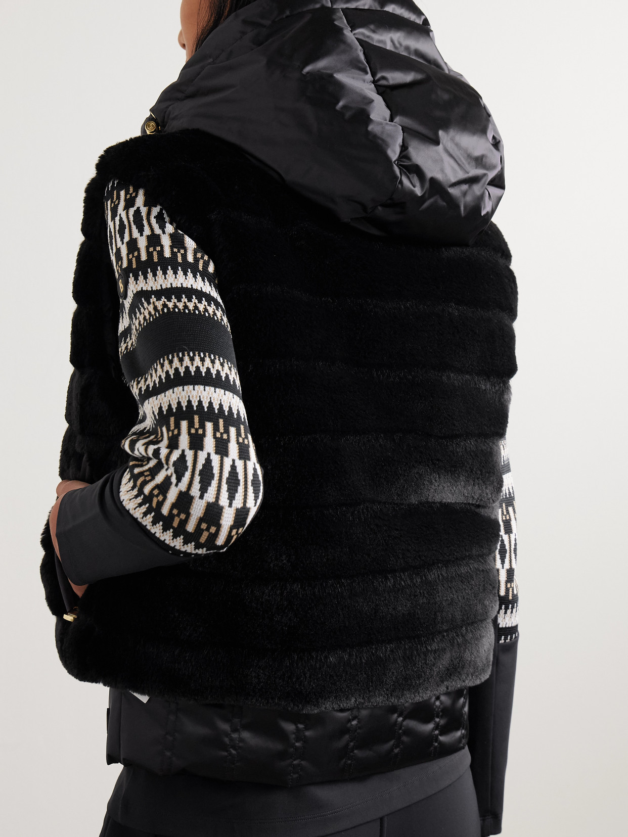 Bogner Yumi Hooded Quilted Plush And Recycled-satin Down Ski Vest In Black