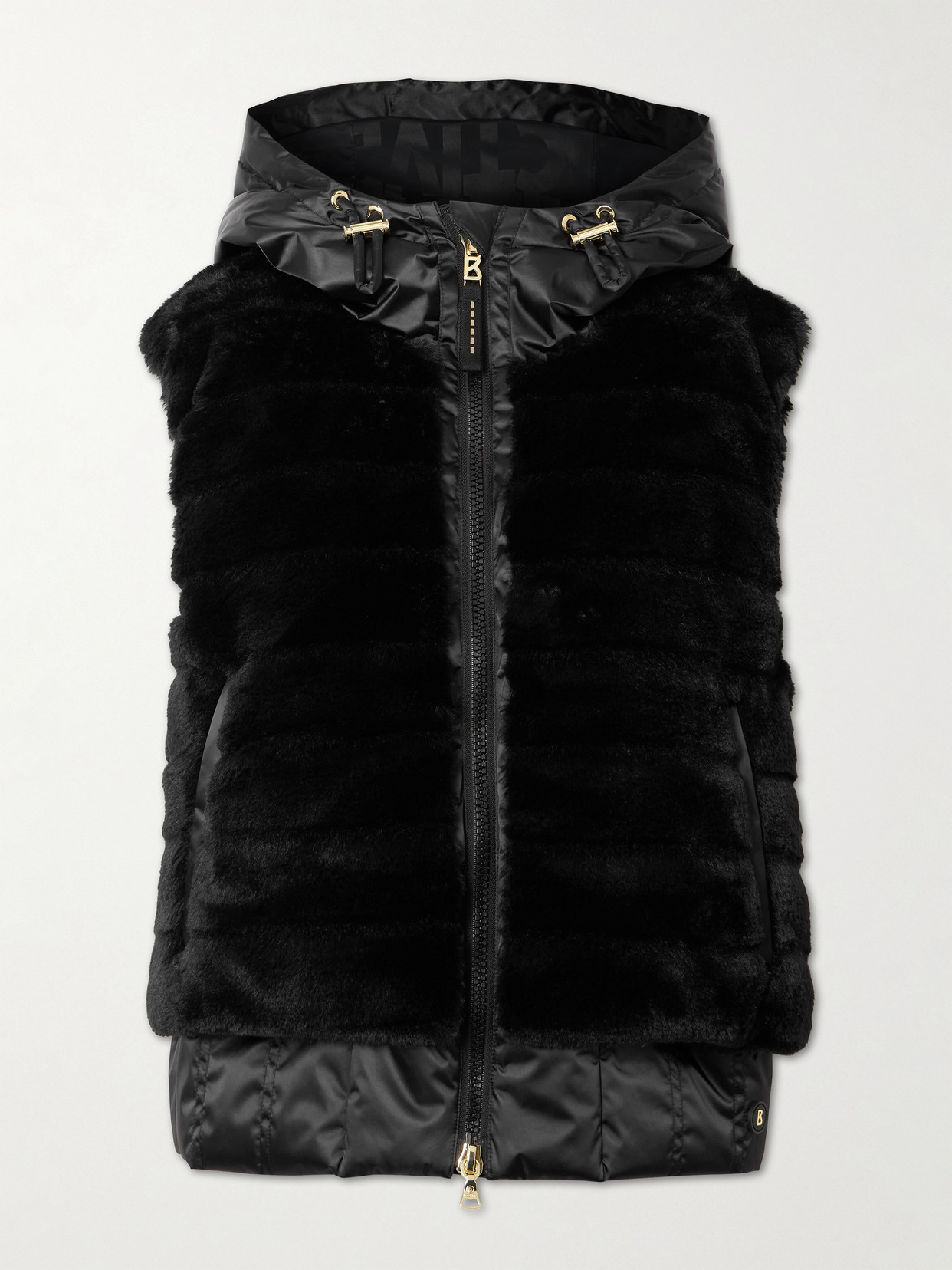 Bogner Yumi Hooded Quilted Plush And Recycled-satin Down Ski Vest In Black