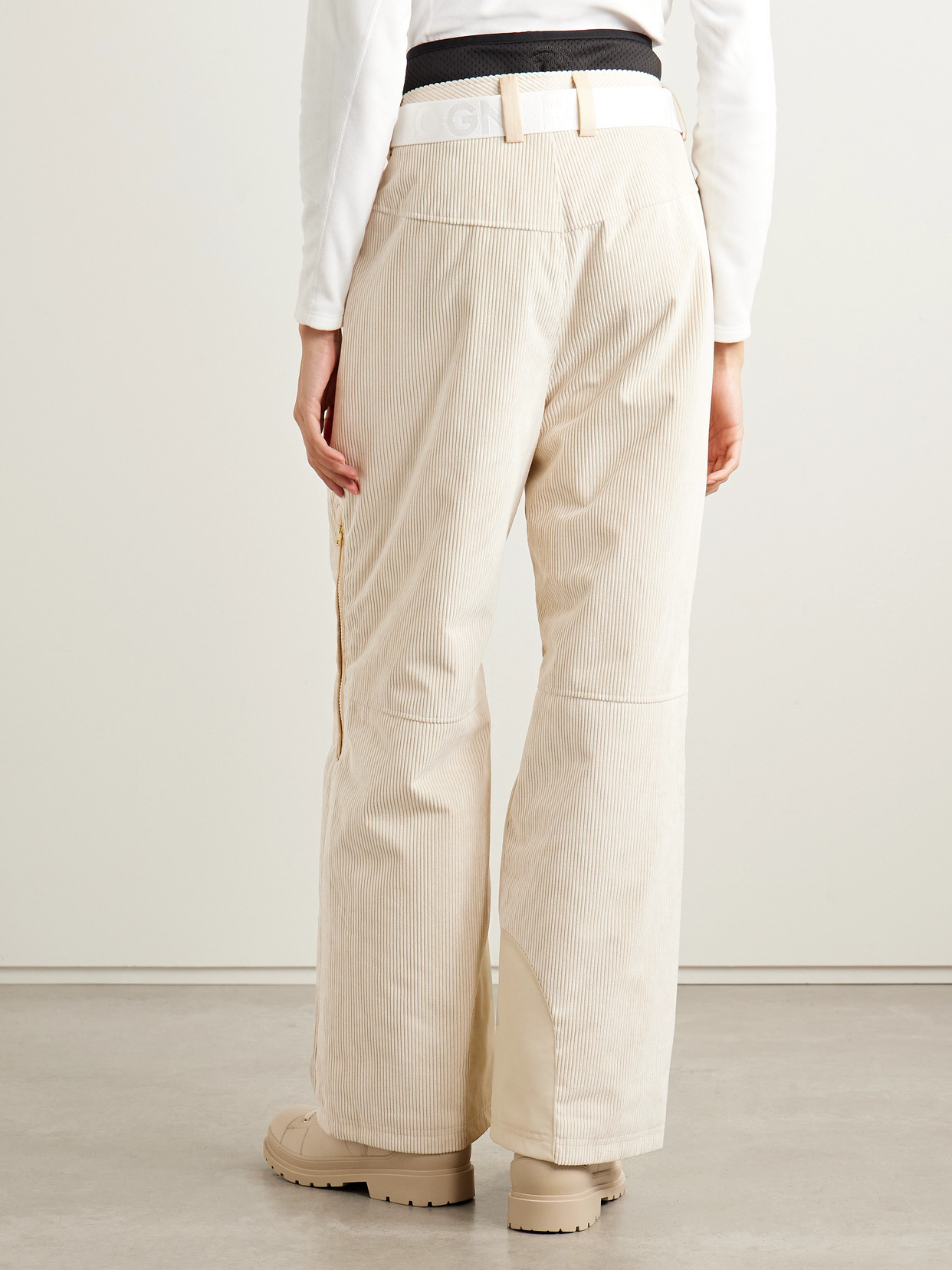 Bogner Belted Panelled Corduroy, Twill And Canvas Ski Pants In White