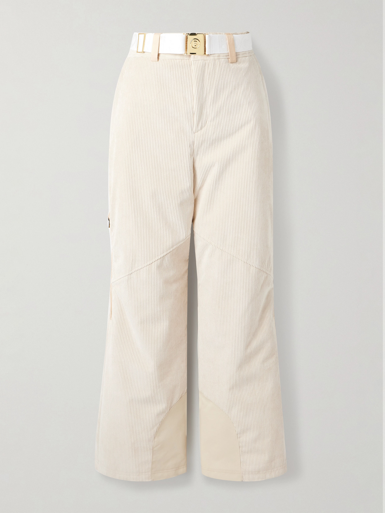 Bogner Belted Panelled Corduroy, Twill And Canvas Ski Pants In White