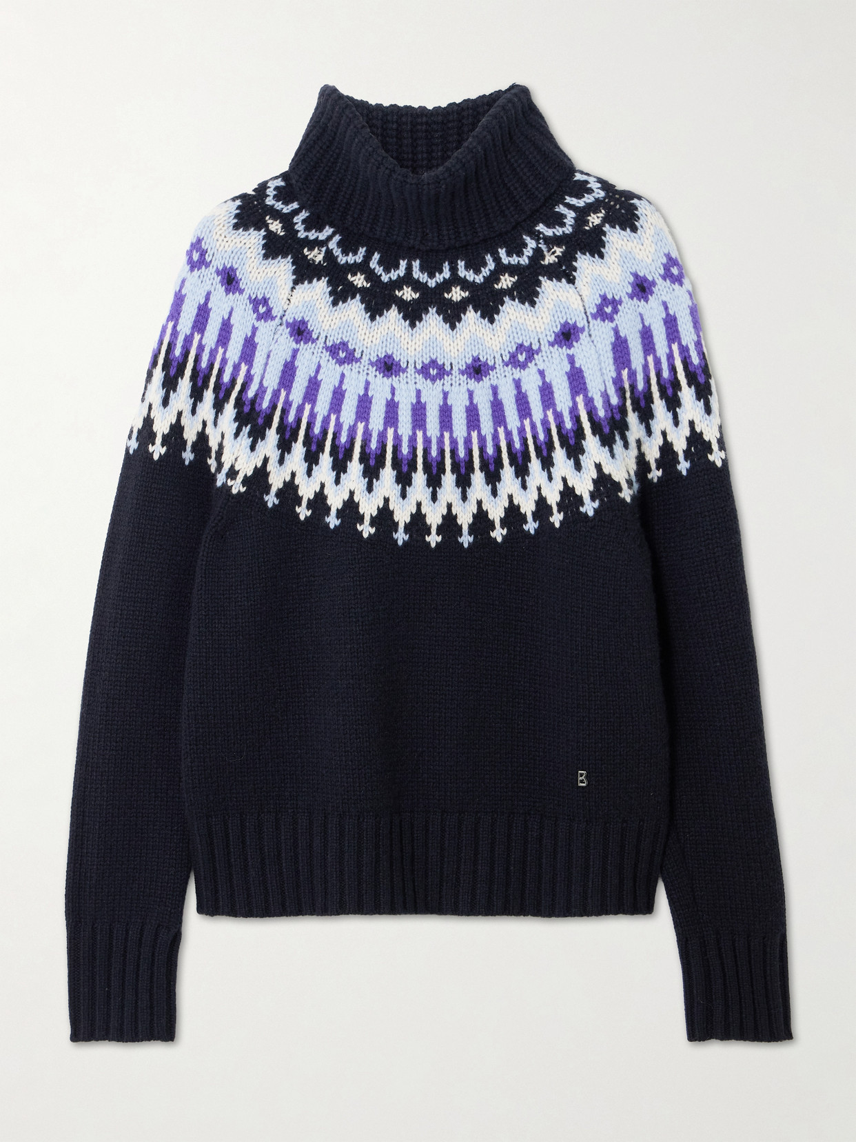 Bogner Ingrid Fair Isle Cashmere Turtleneck Sweater In Blue
