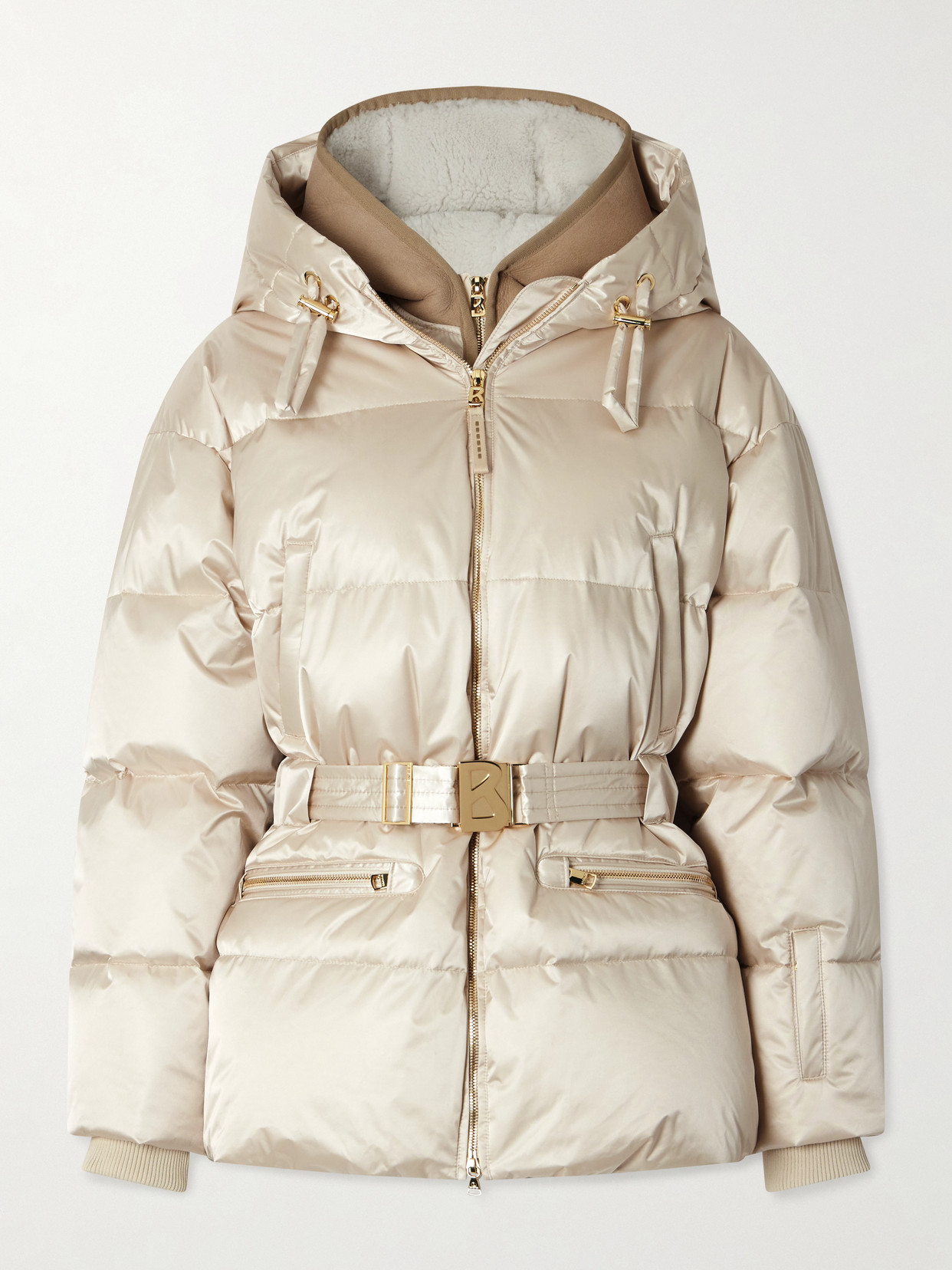 Bogner Lyra-ld Hooded Belted Layered Down Jacket In White