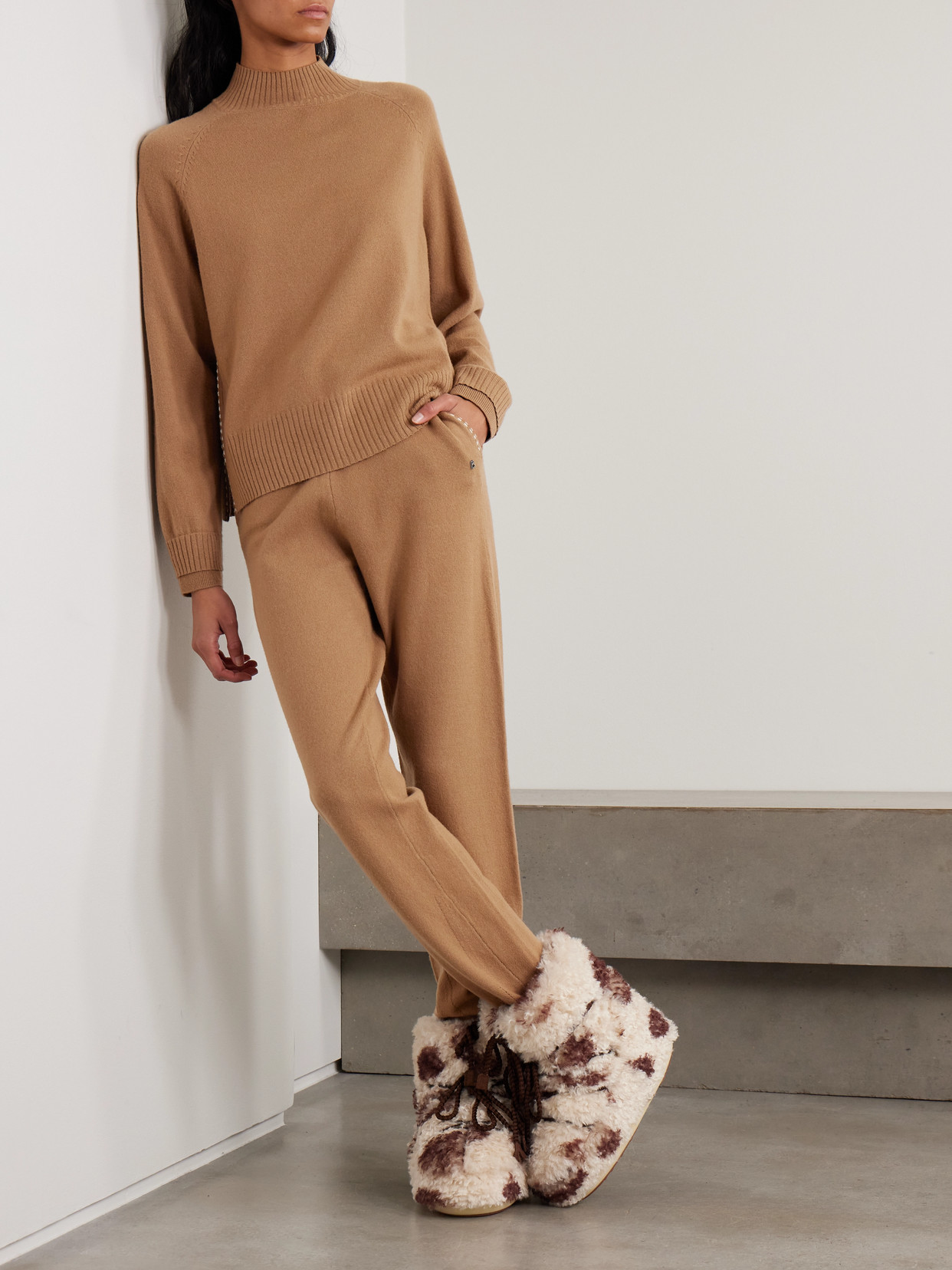 Bogner Lysanne Layered Wool Turtleneck Sweater In Brown