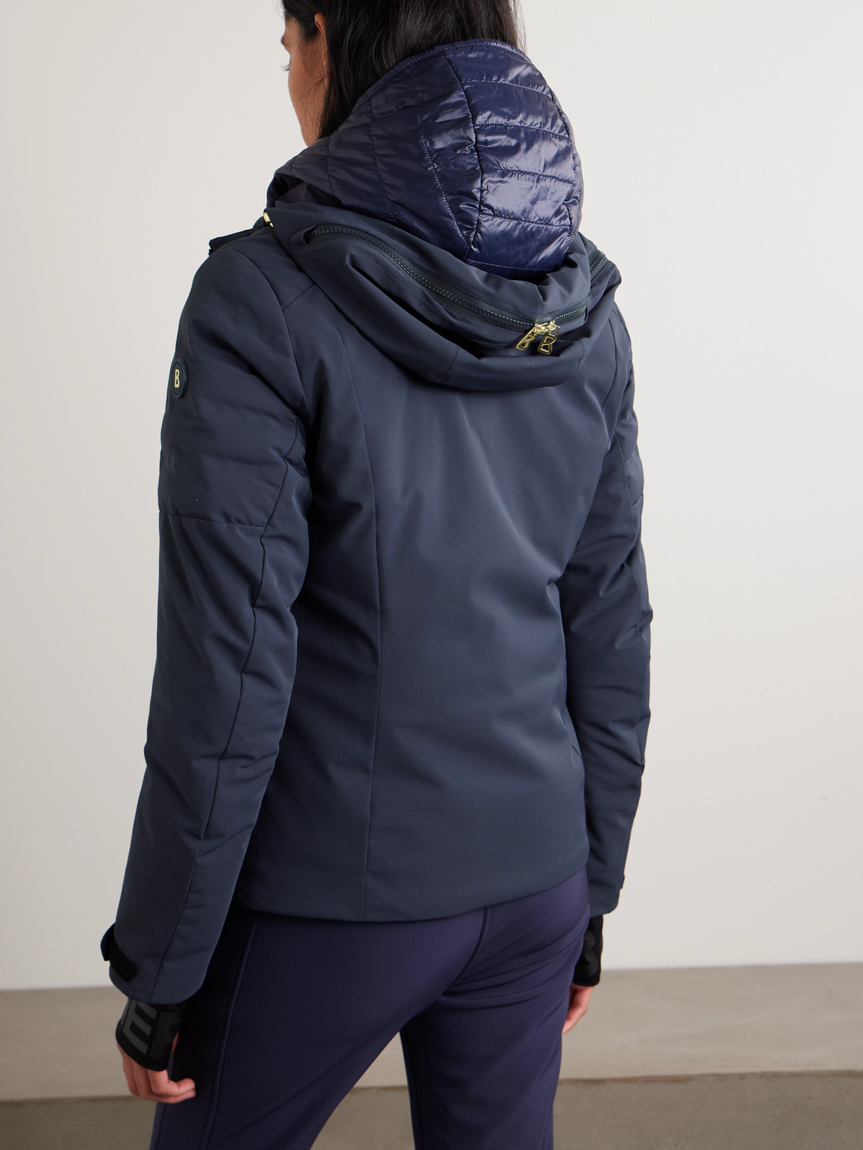 Bogner Kea Hooded Layered Padded Quilted Shell Ski Jacket In Blue