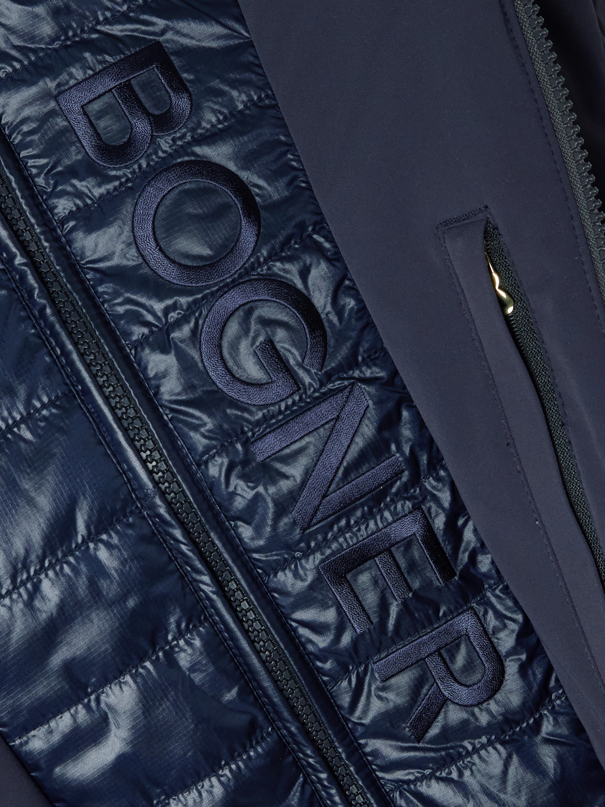 Bogner Kea Hooded Layered Padded Quilted Shell Ski Jacket In Blue