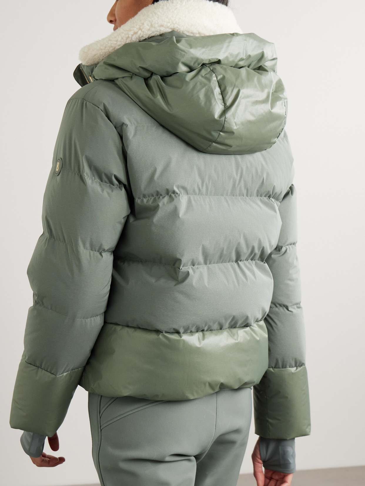Bogner Maja Hooded Plush-trimmed Quilted Shell Down Ski Jacket In Green
