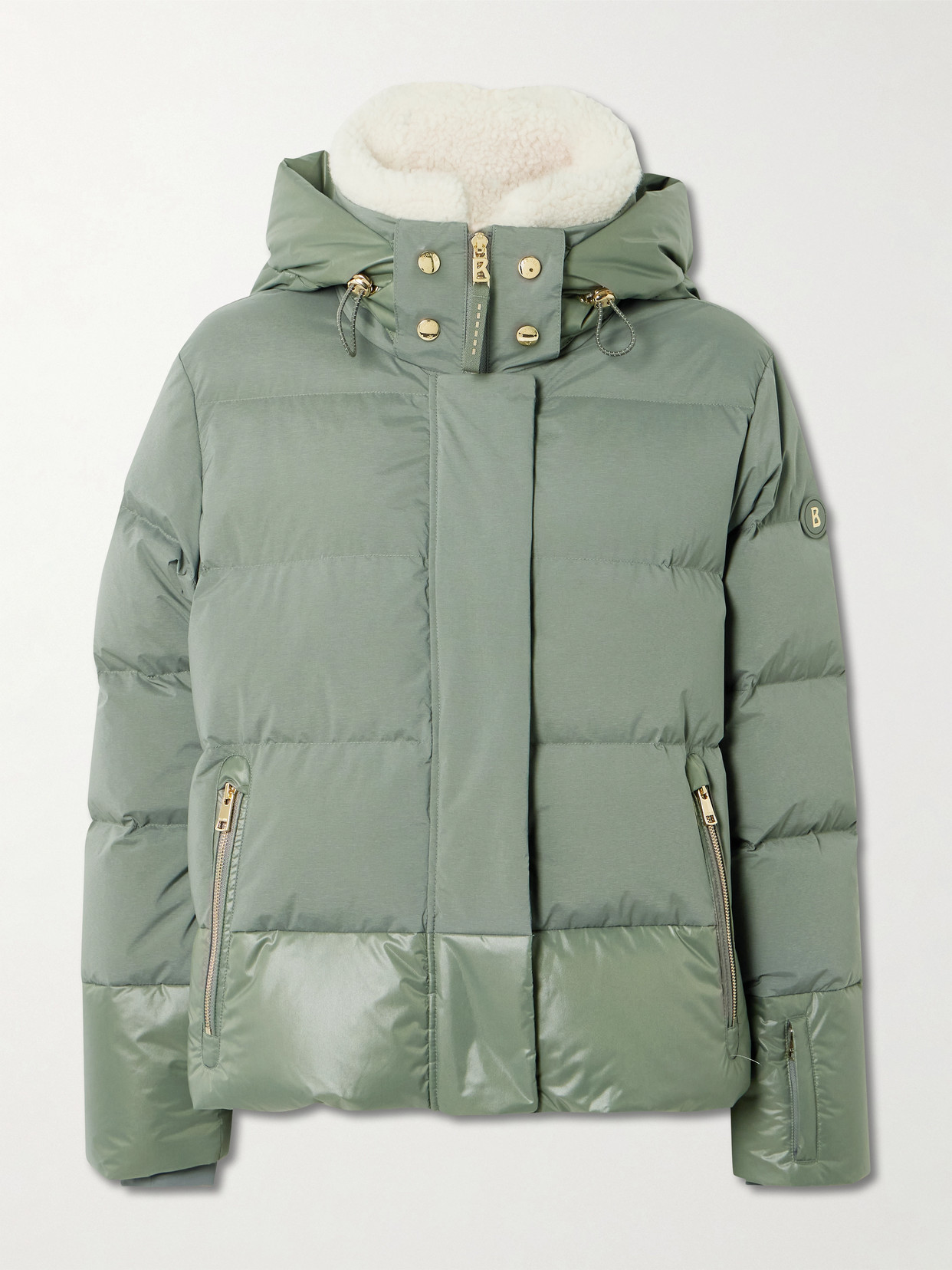 Bogner Maja Hooded Plush-trimmed Quilted Shell Down Ski Jacket In Green