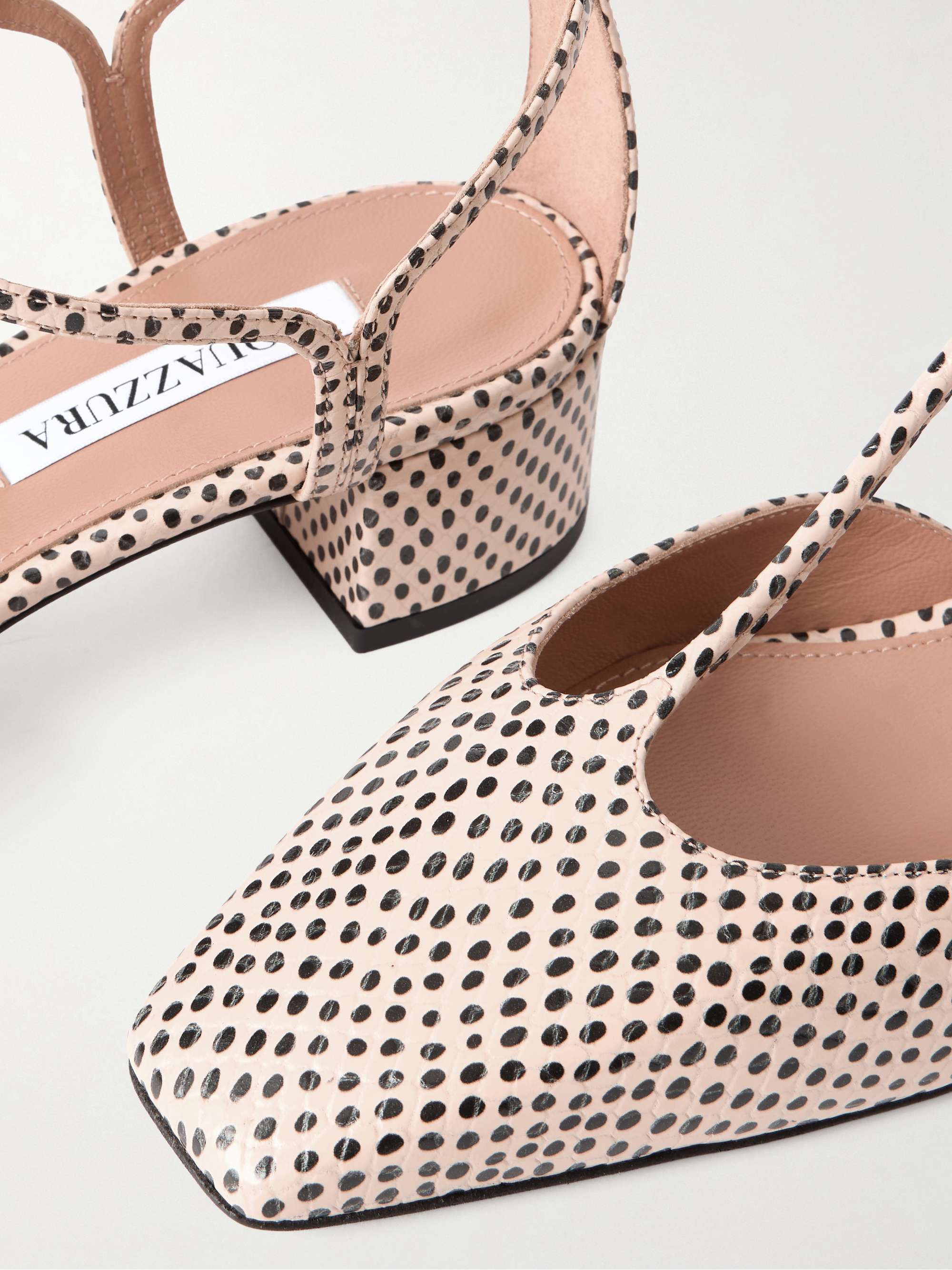 AQUAZZURA Sorbonne 35 polka-dot textured-leather pumps | NET-A-PORTER