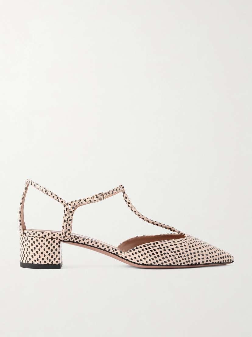 Aquazzura Sorbonne 35 Polka-dot Textured-leather Pumps