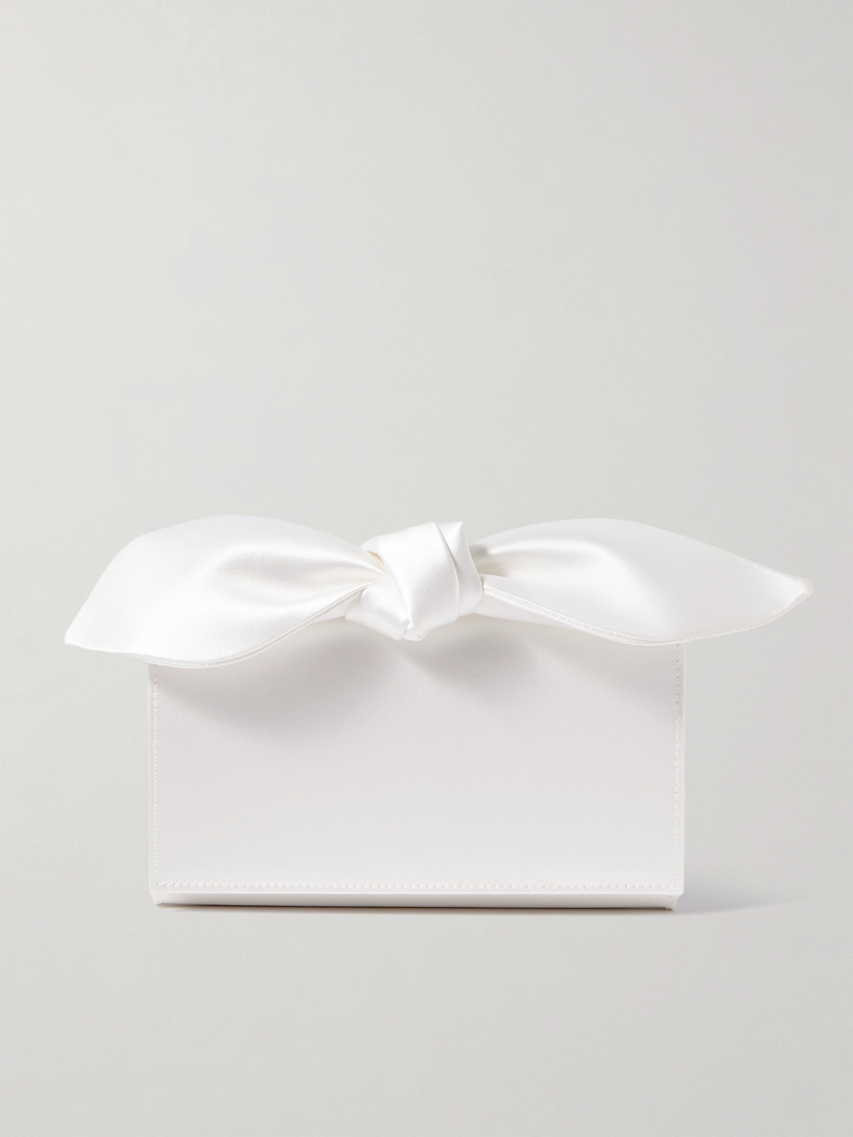 Aquazzura Bow Tie Mini Satin Clutch In White