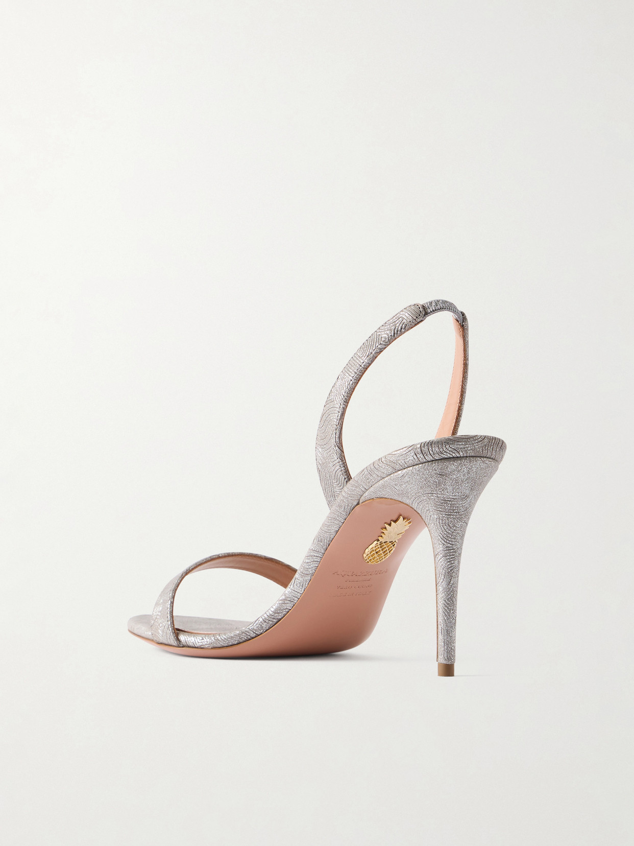 So Nude 85 Metallic Textured-Leather Slingback