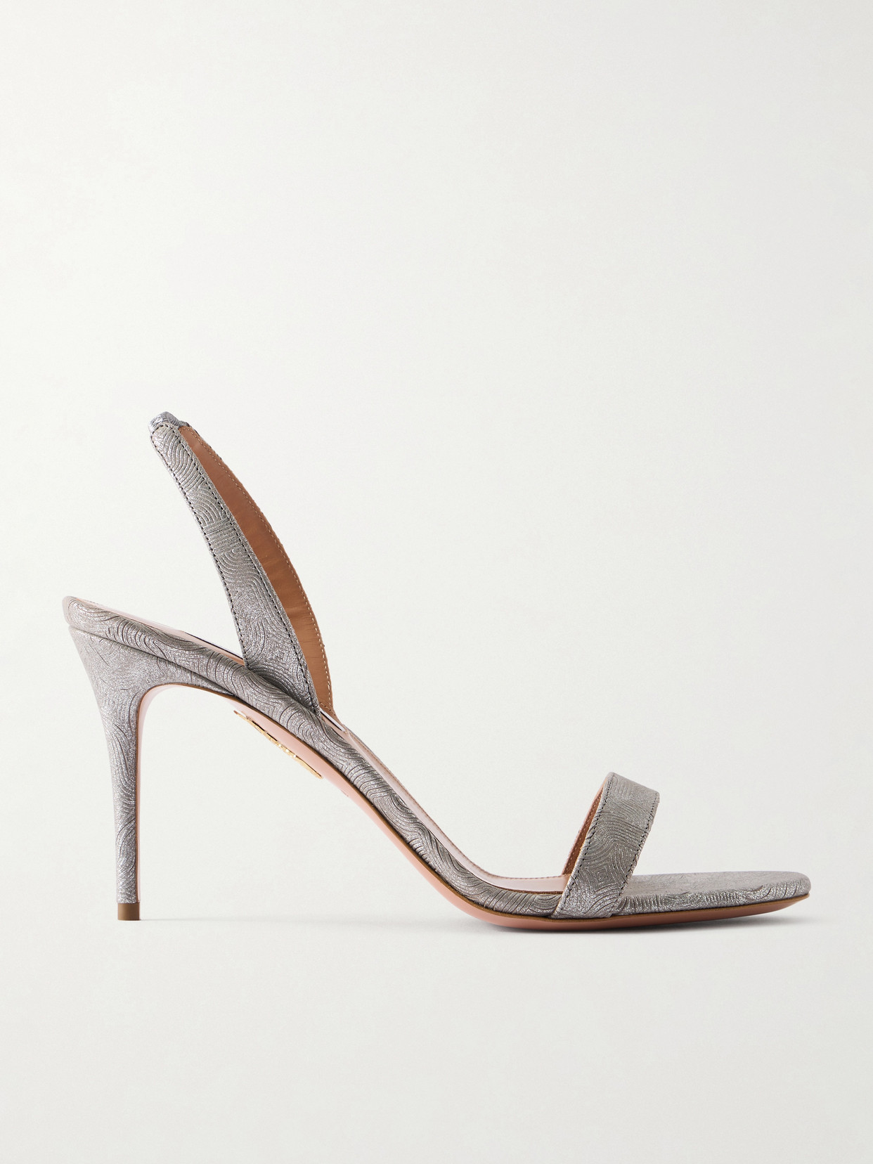 So Nude 85 Metallic Textured-Leather Slingback