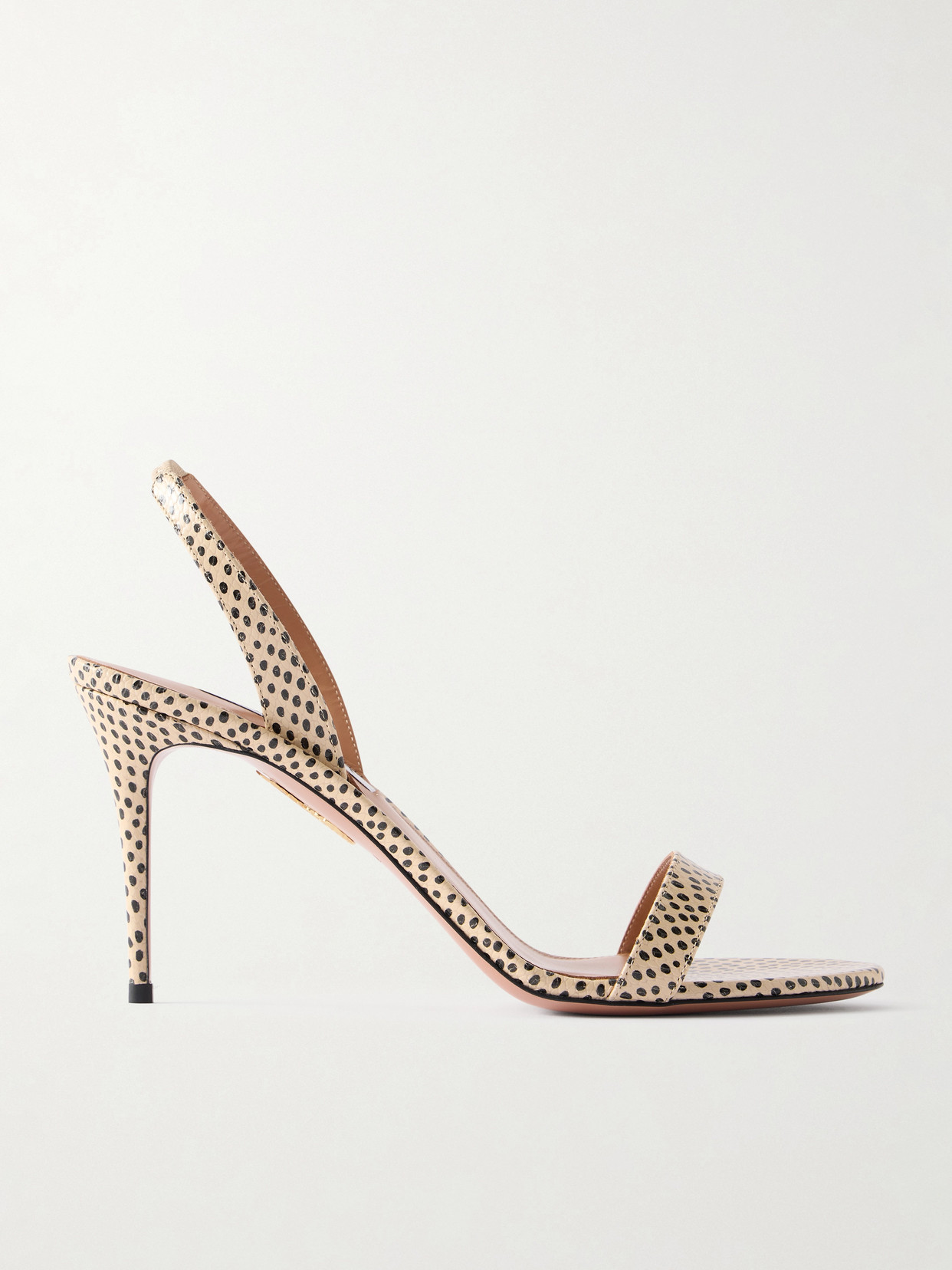 Aquazzura So Nude 85 Polka-dot Leather Slingback Sandals In Neutral