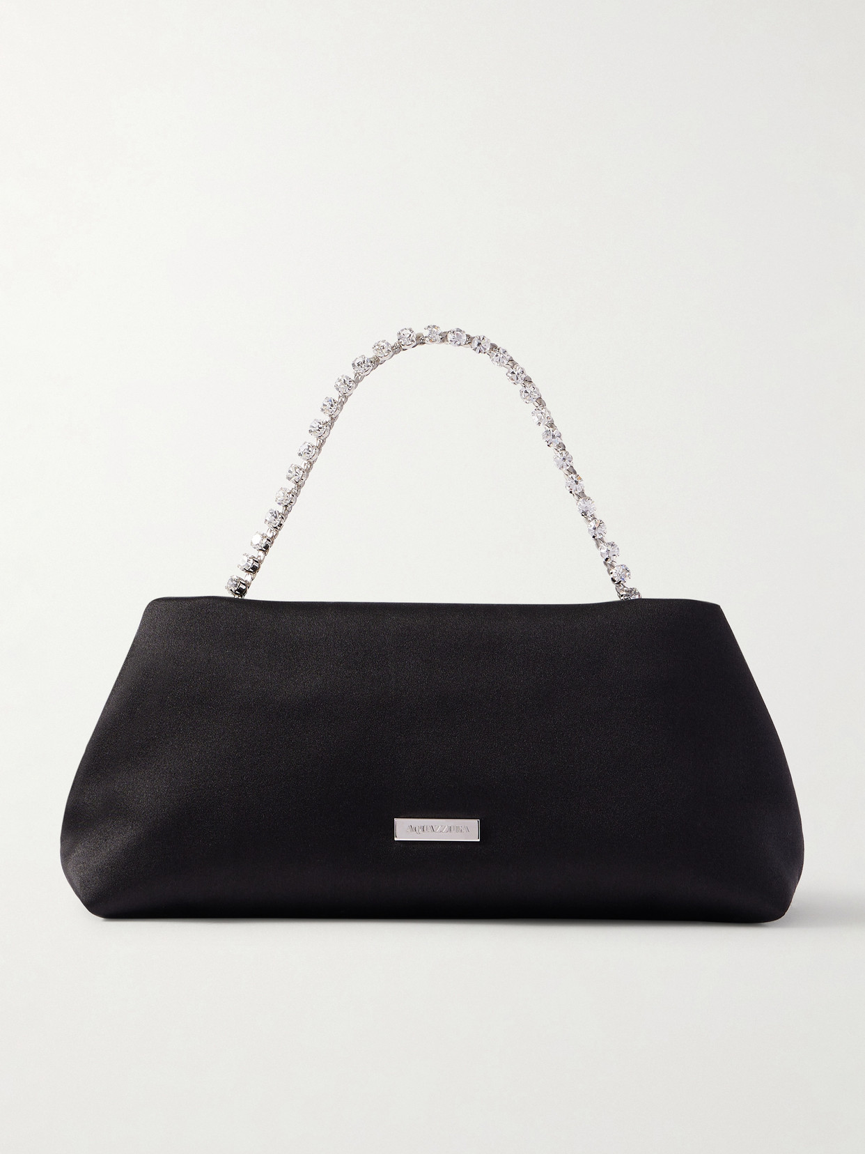 Aquazzura Temptation Mini Embellished Satin Tote In Black