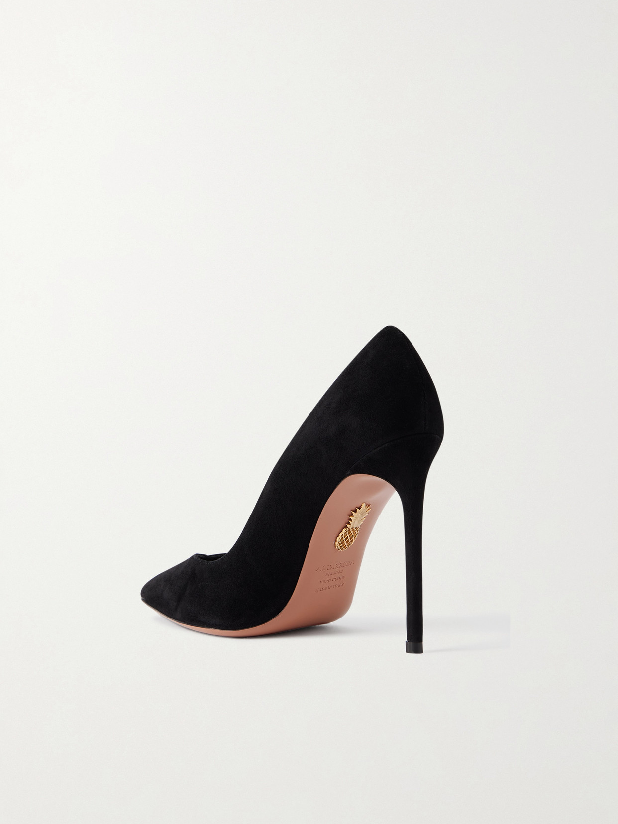 Aquazzura Studio 105 Mesh-paneled Suede Pumps In Black