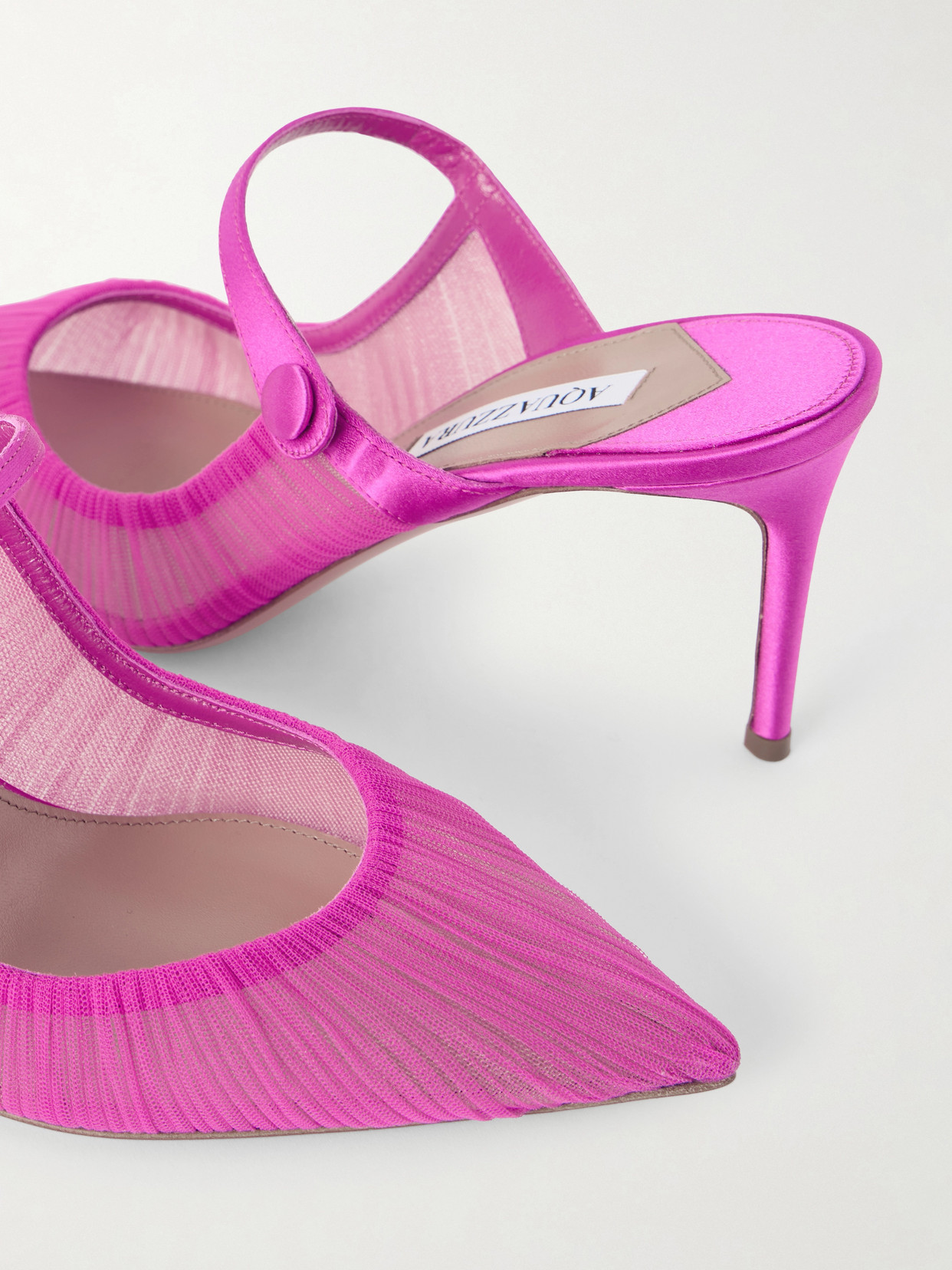 Voile 75 Satin-Trimmed Tulle Mules
